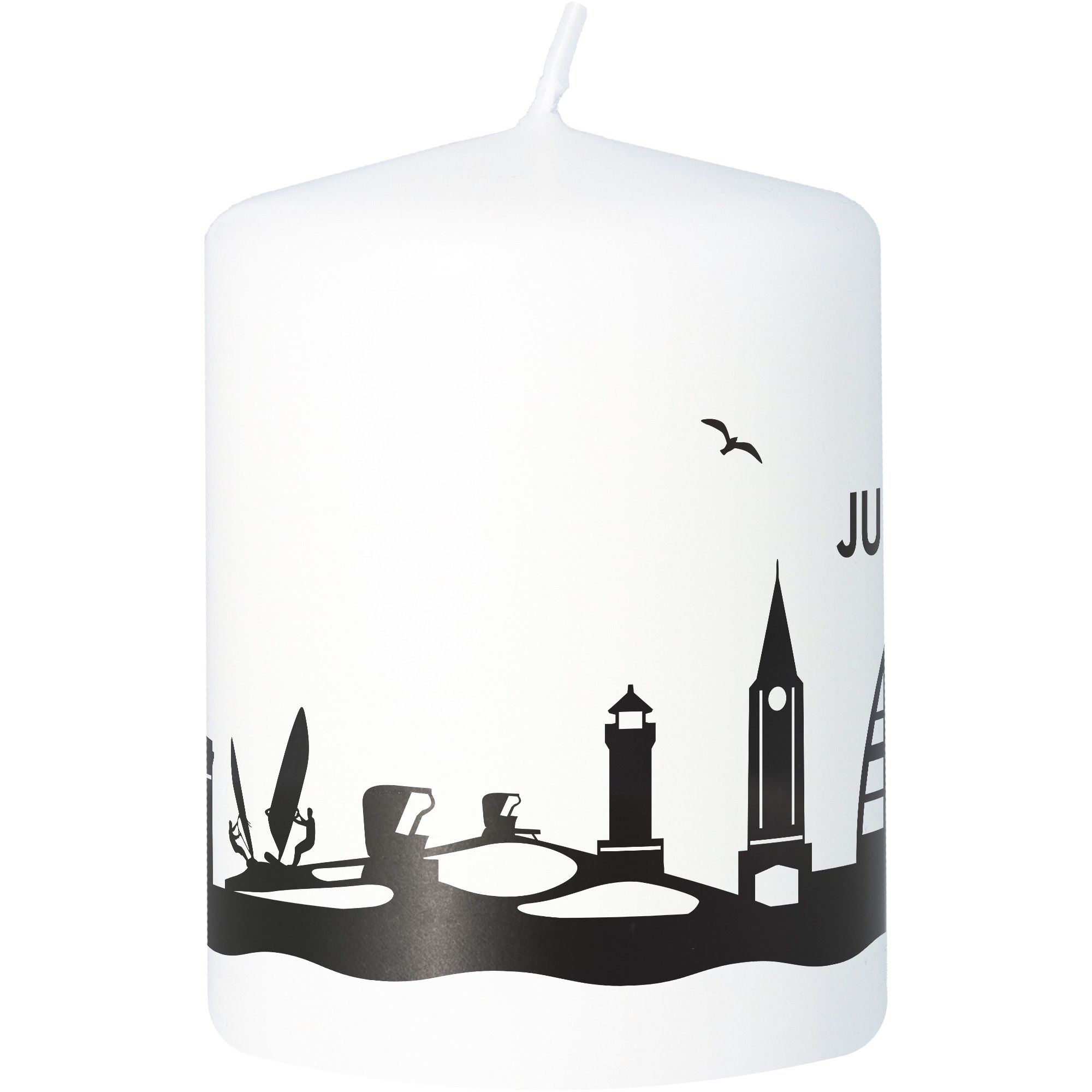 Stumpenkerze Skyline Juist Weiß Stumpenkerze Skyline Juist Weiß