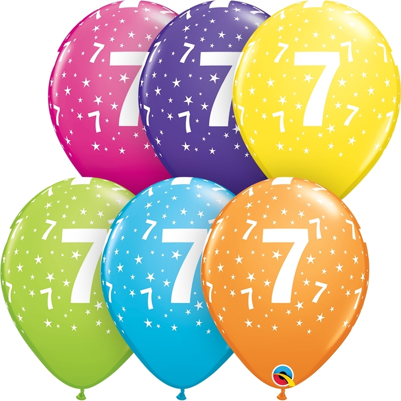 Qualatex Latexballon 7. Geburtstag verschiene Farben Ø 30cm