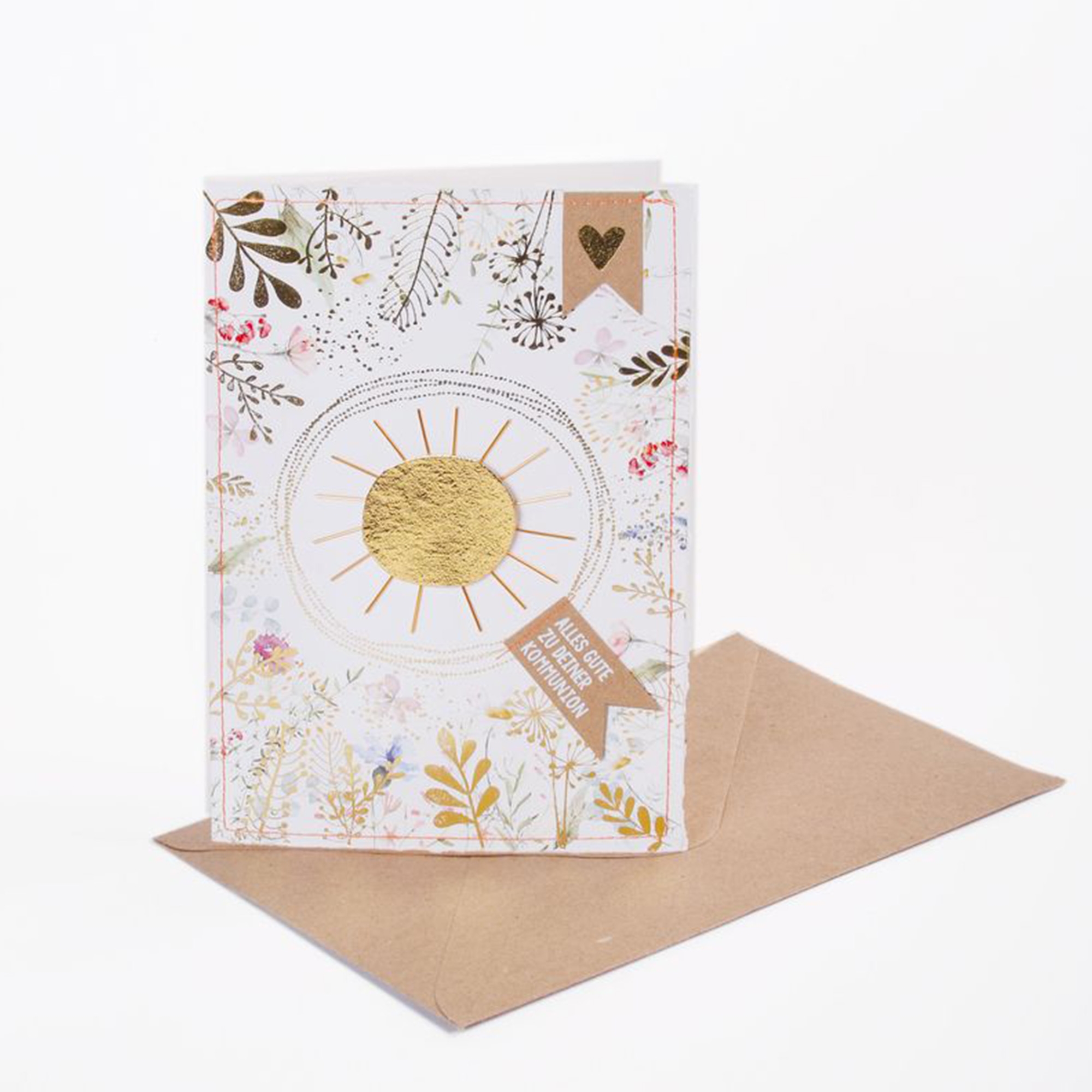 Kommunionsblumenkarte "Sonne" Briefumschlag, Grußkarte, Post