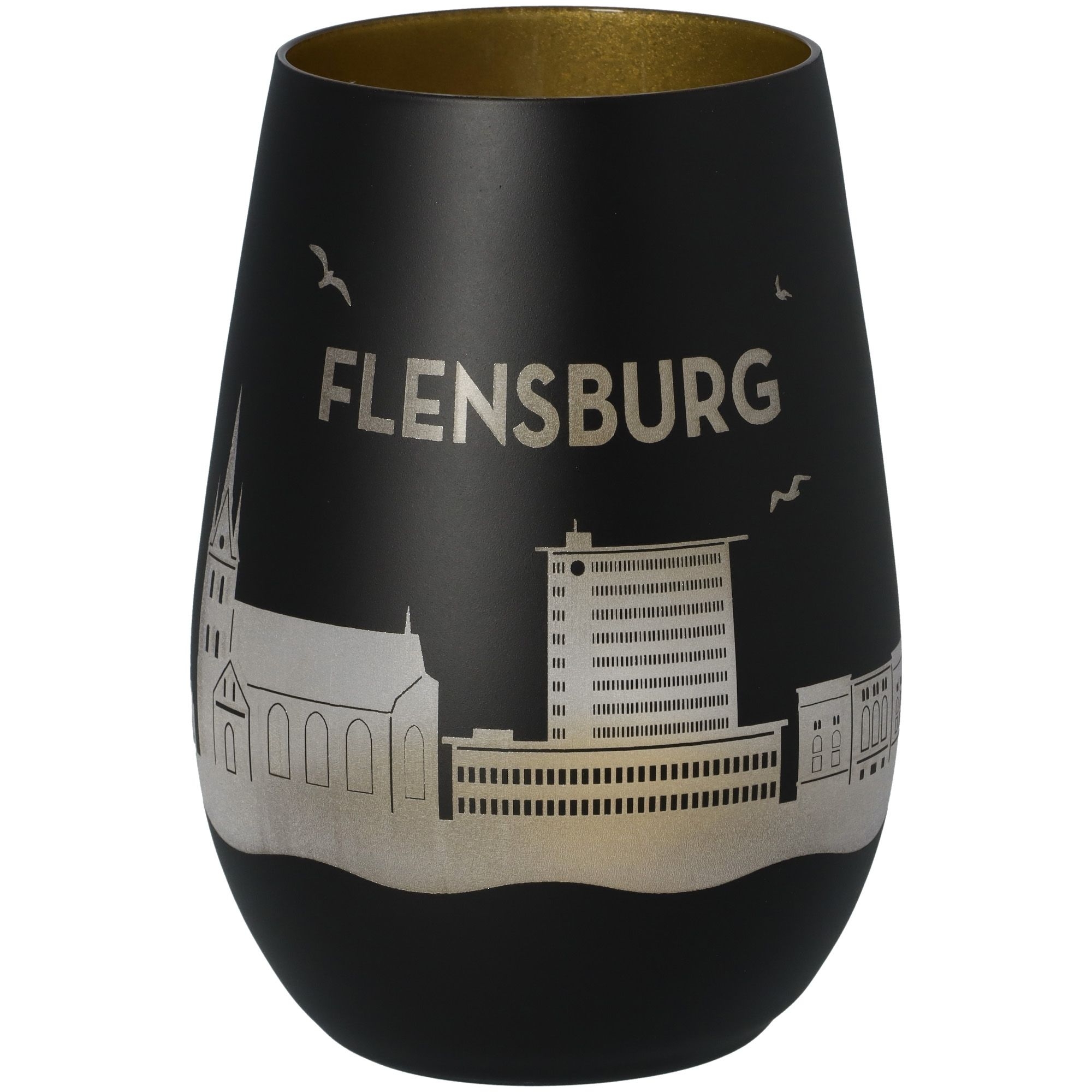 Windlicht Skyline Flensburg Schwarz/Gold Windlicht Skyline Flensburg Schwarz/Gold