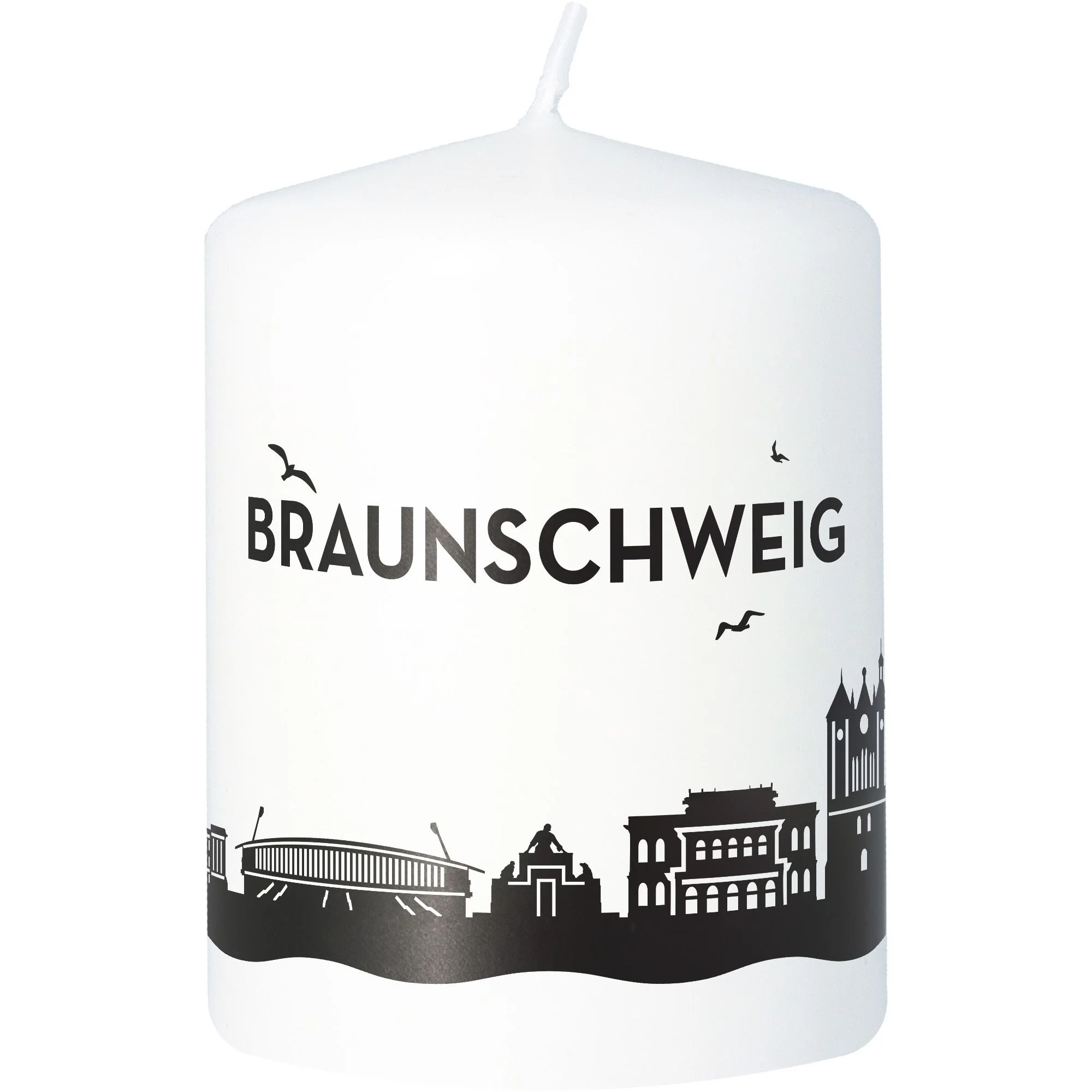Kerze, Stadtsilhouette, Braunschweig, Weiß, Schnittkante