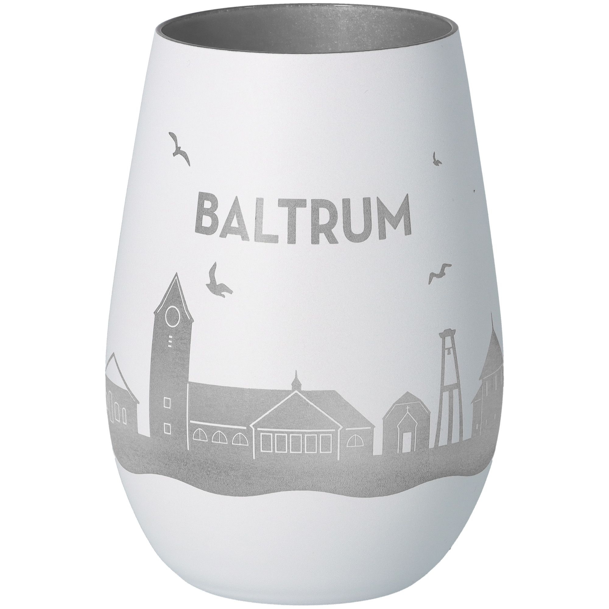 Windlicht Skyline Baltrum Weiß/Silber Töpferei, Krug, Glas, Vase