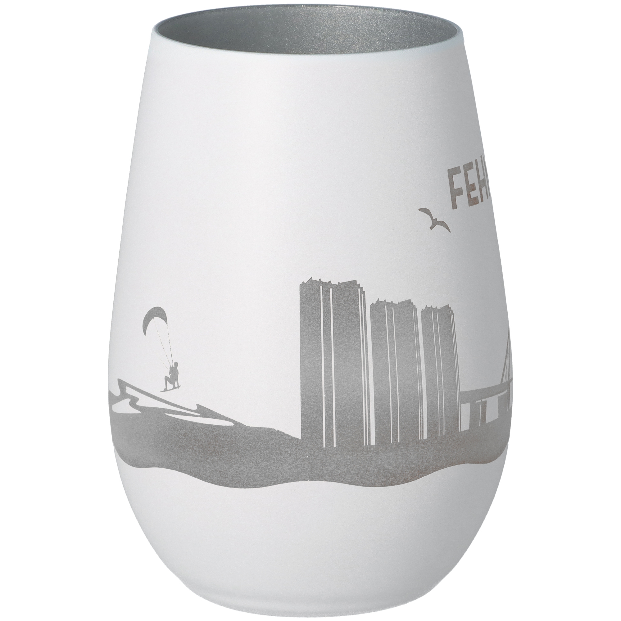 Windlicht Skyline Fehmarn Weiß/Silber Windlicht Skyline Fehmarn Weiß/Silber