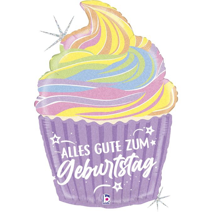 Folienballon Cupcake Pastell "Alles gute zum Geburtstag" 69cm