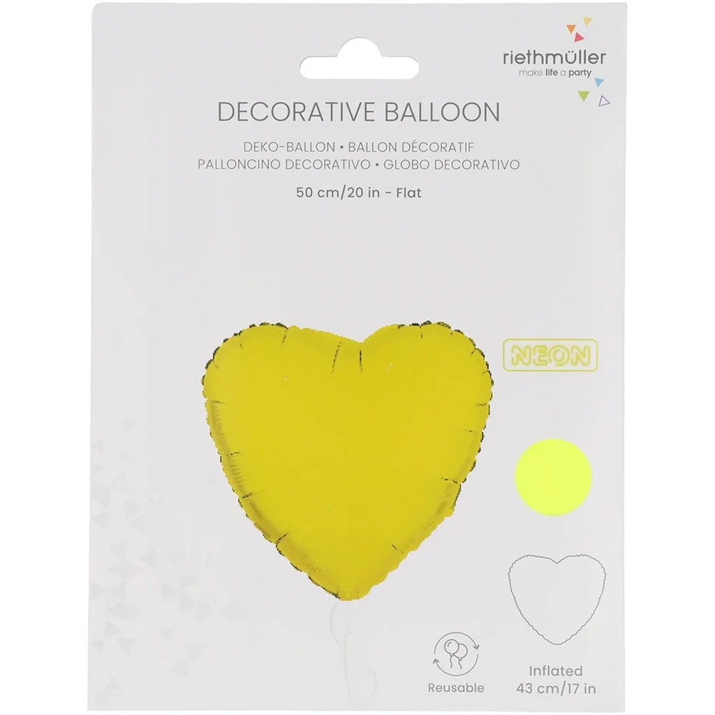 Folienballon Herz Neon Gelb 45cm