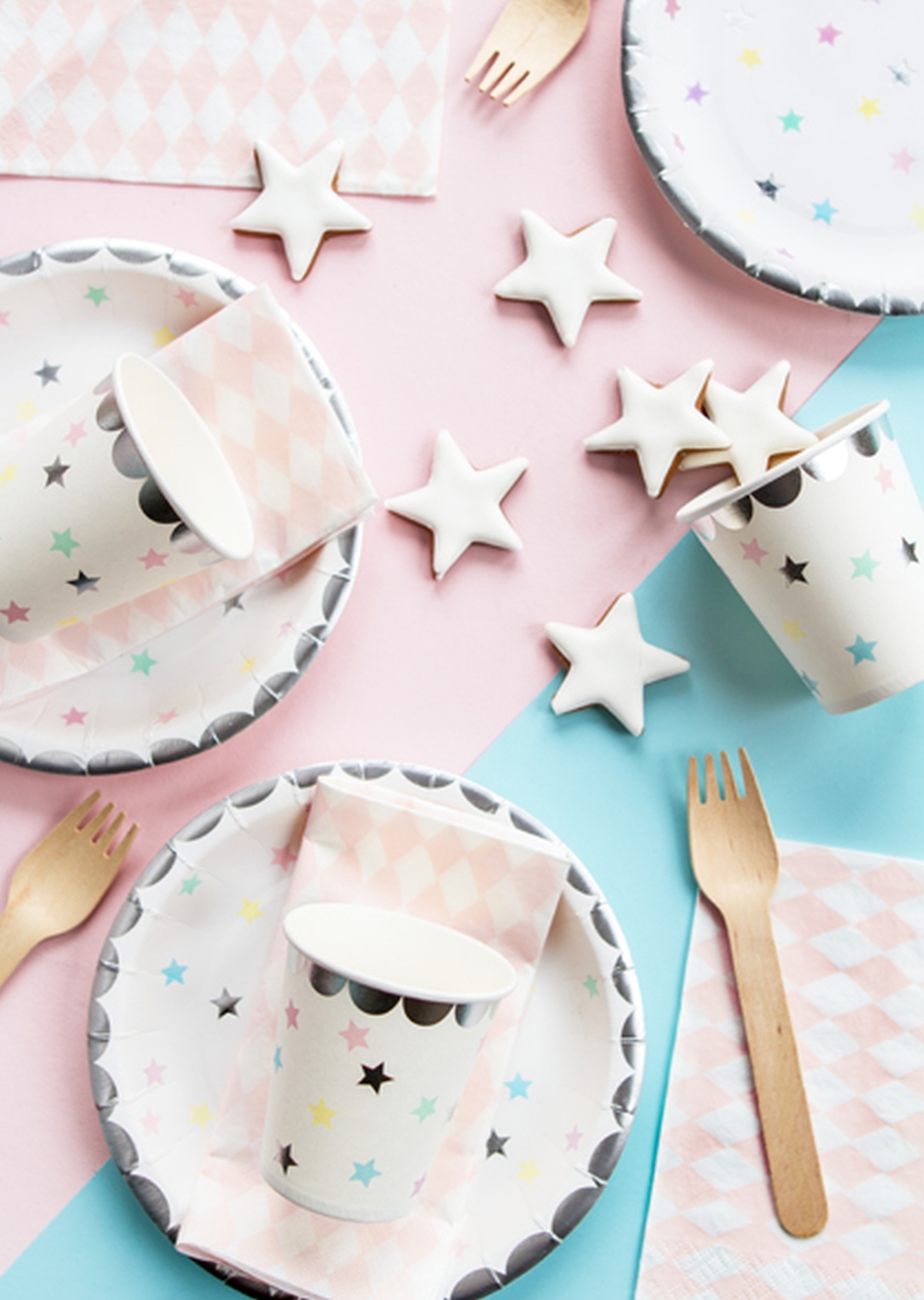 Sterne - 6 Pappbecher Pastell Sterne - 6 Pappbecher Pastell