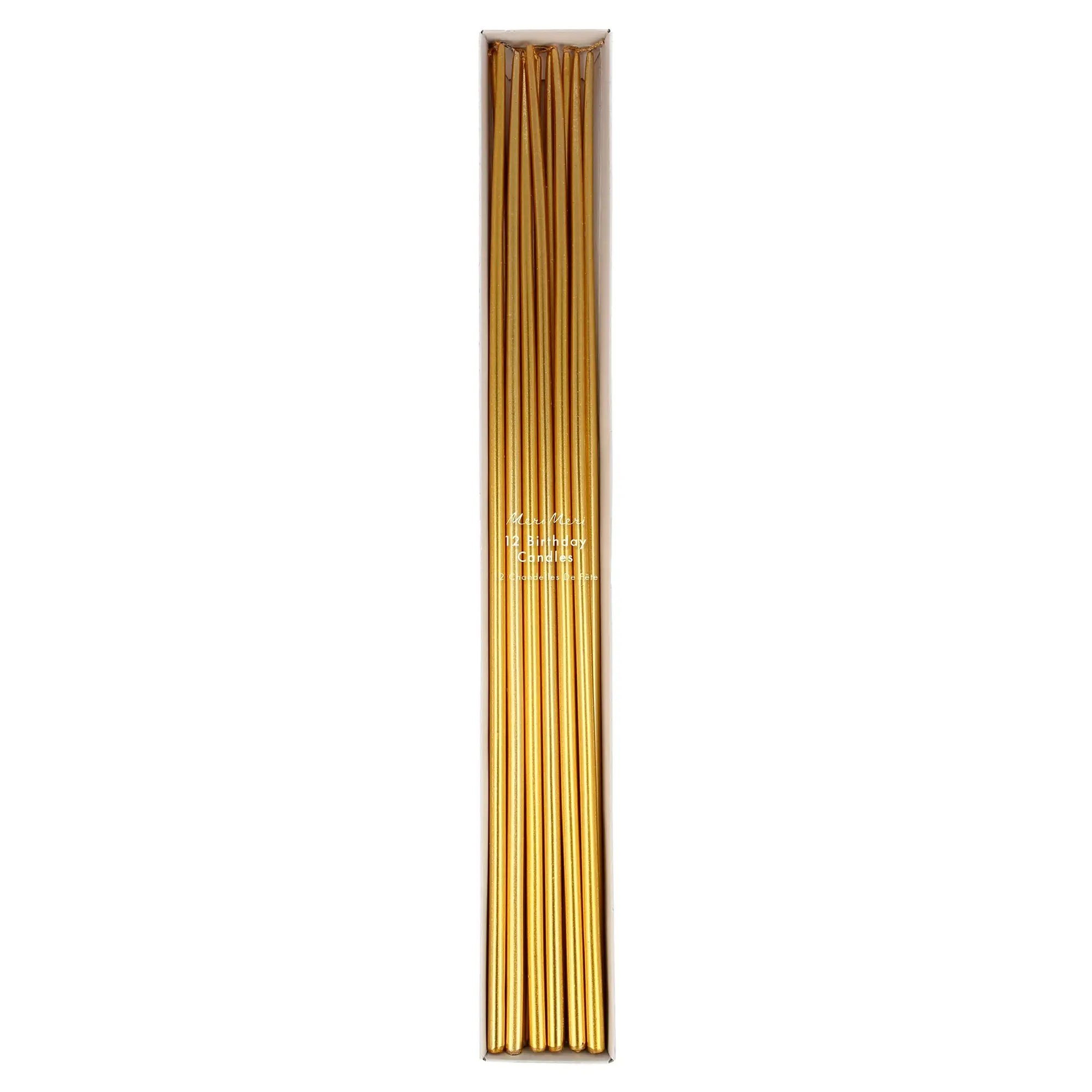 Meri Meri - 12 lange Geburtstagskerzen, Gold