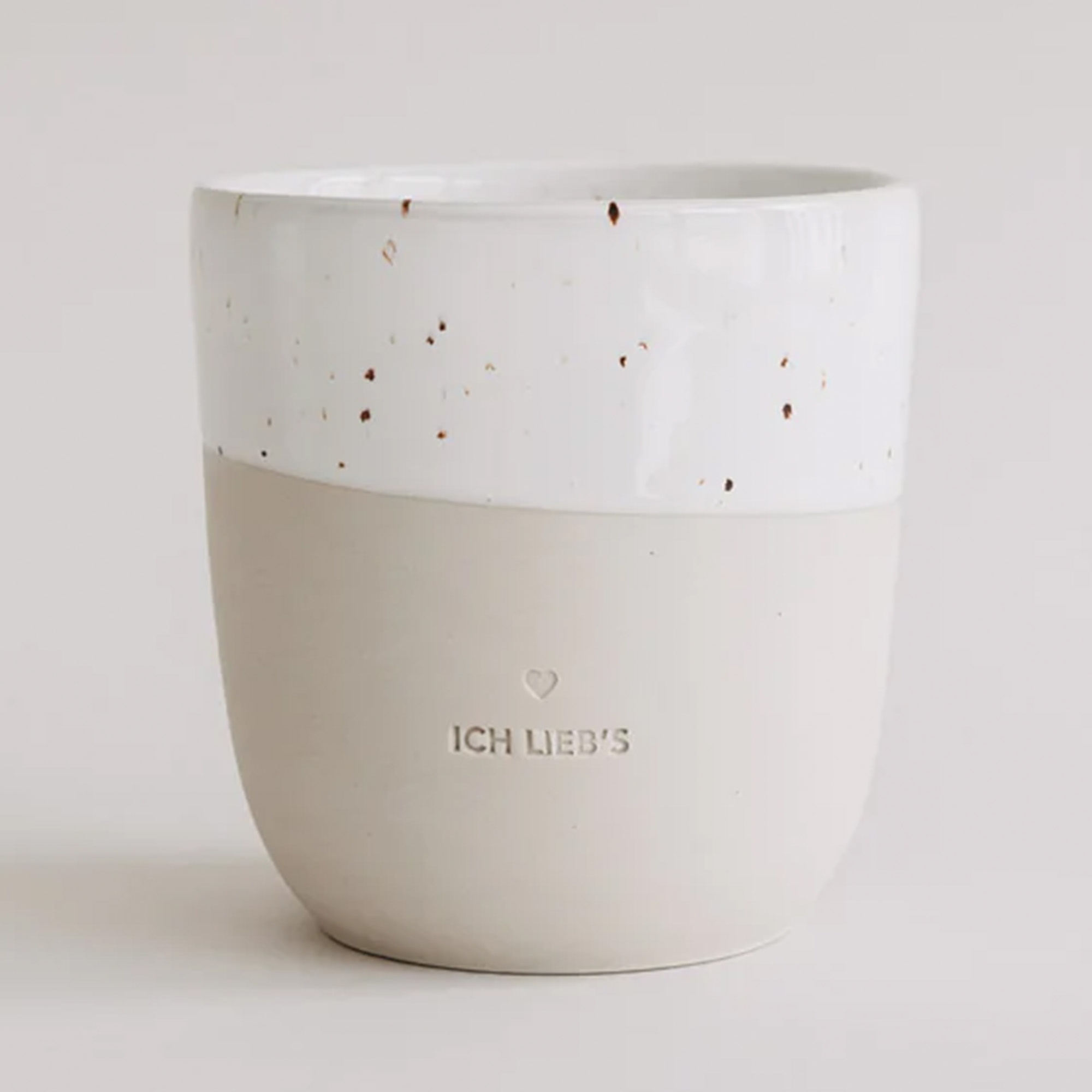 Tasse, Becher, Keramik, Weiß, Speckled