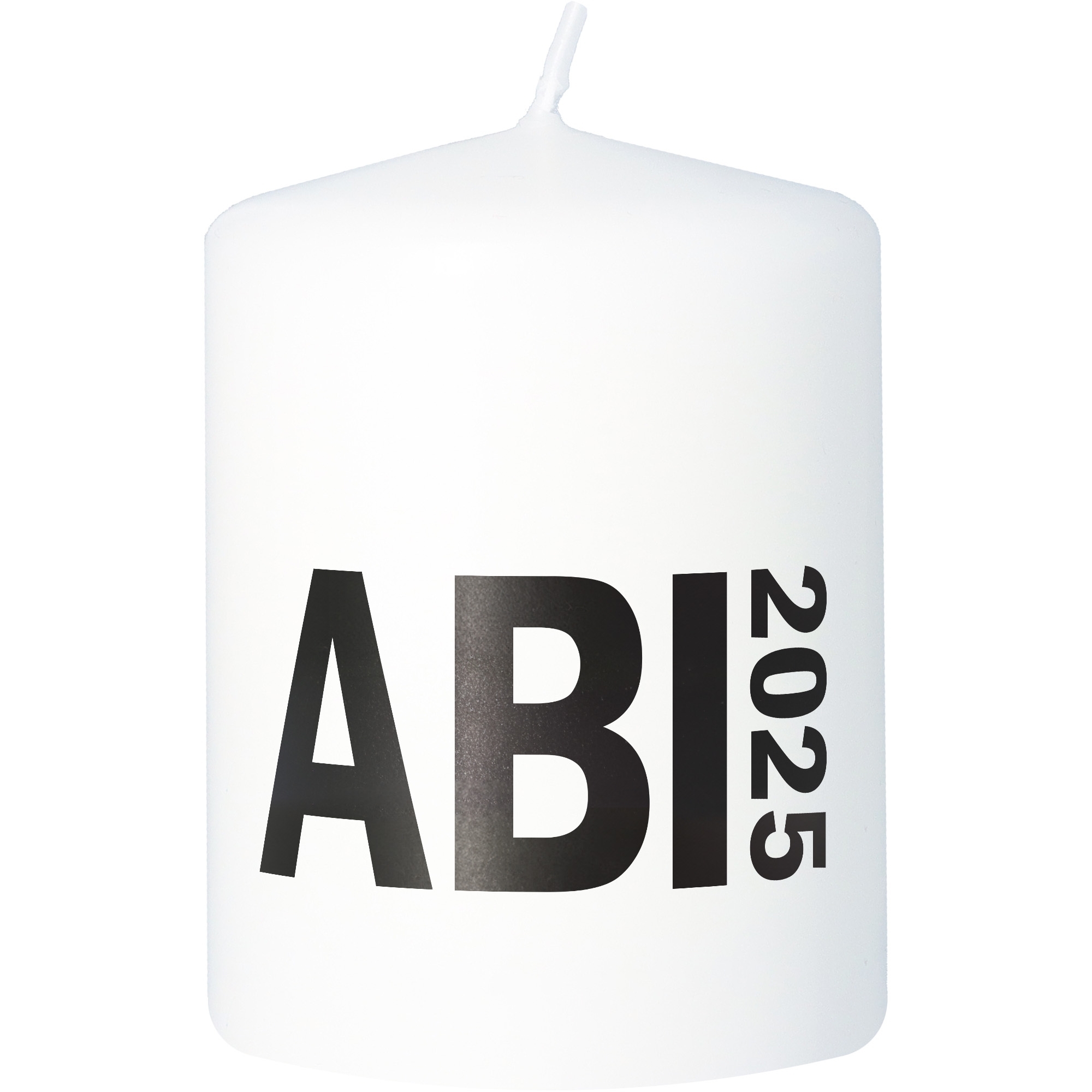 Stumpenkerze Weiß "ABI 2025" Kerze