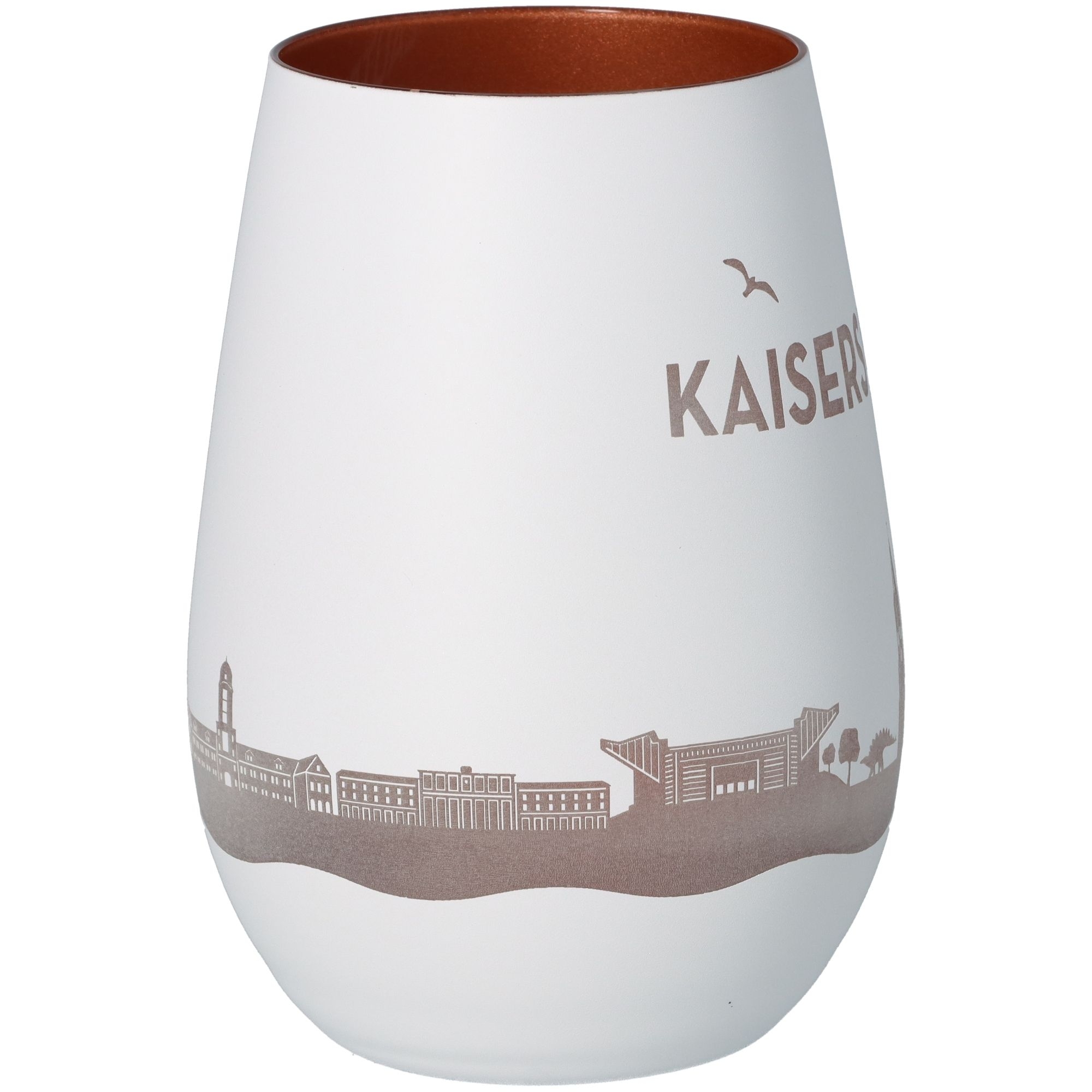 Windlicht Skyline Kaiserslautern Weiß/Bronze Töpferei, Glas, Vase, Kunst, Porzellan