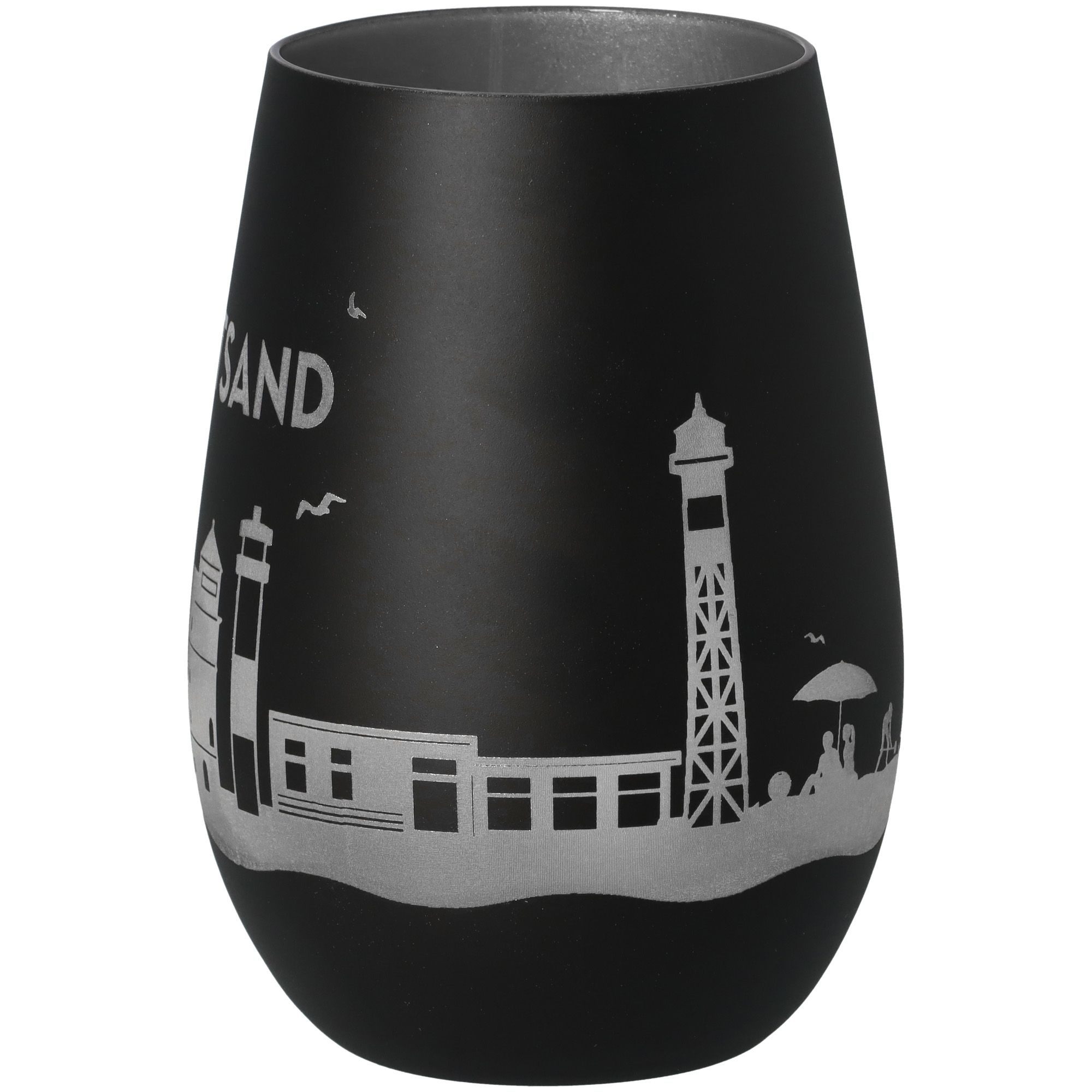 Windlicht Skyline Krautsand Schwarz/Silber Töpferei, Krug, Vase