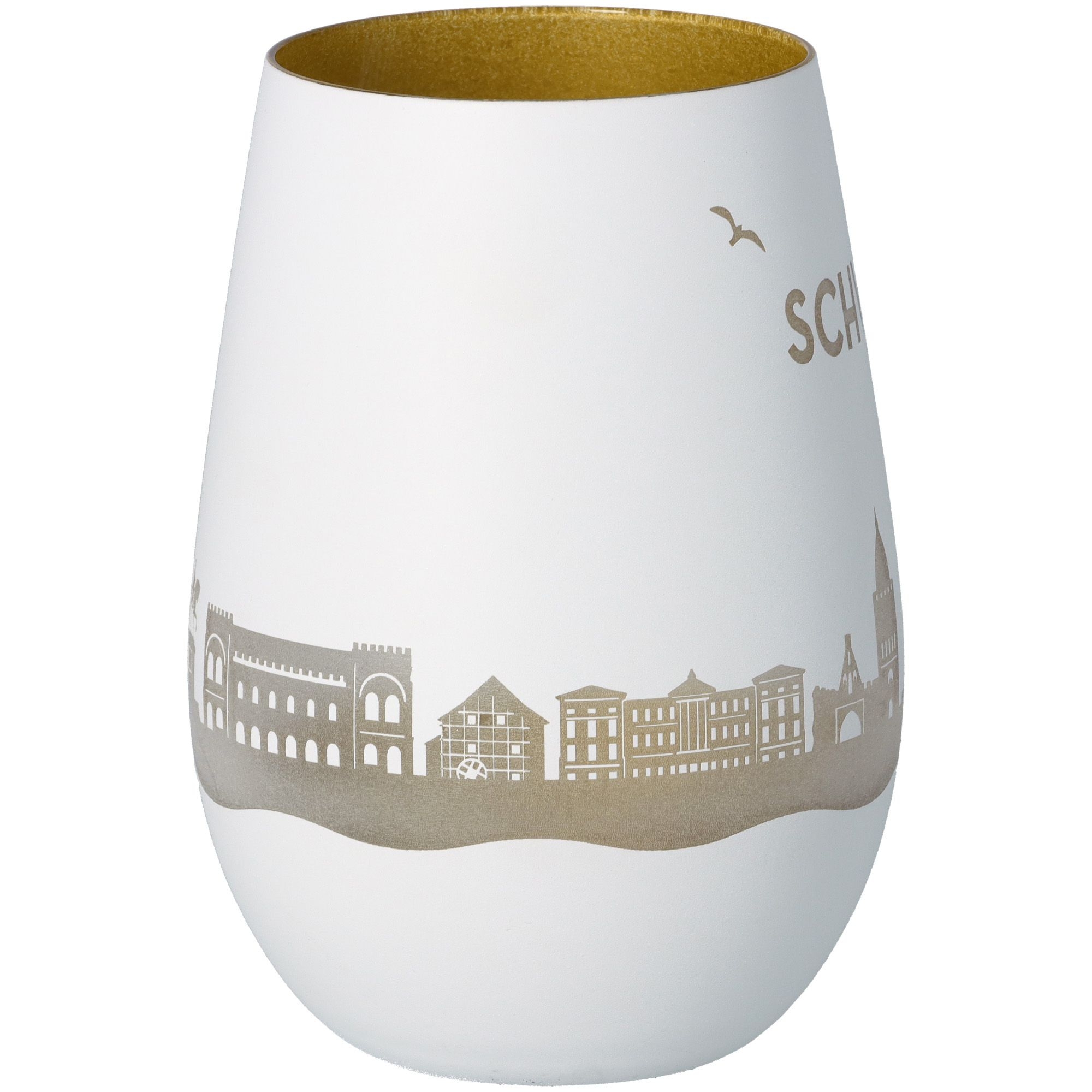 Windlicht Skyline Schwerin Weiß/Gold Windlicht Skyline Schwerin Weiß/Gold