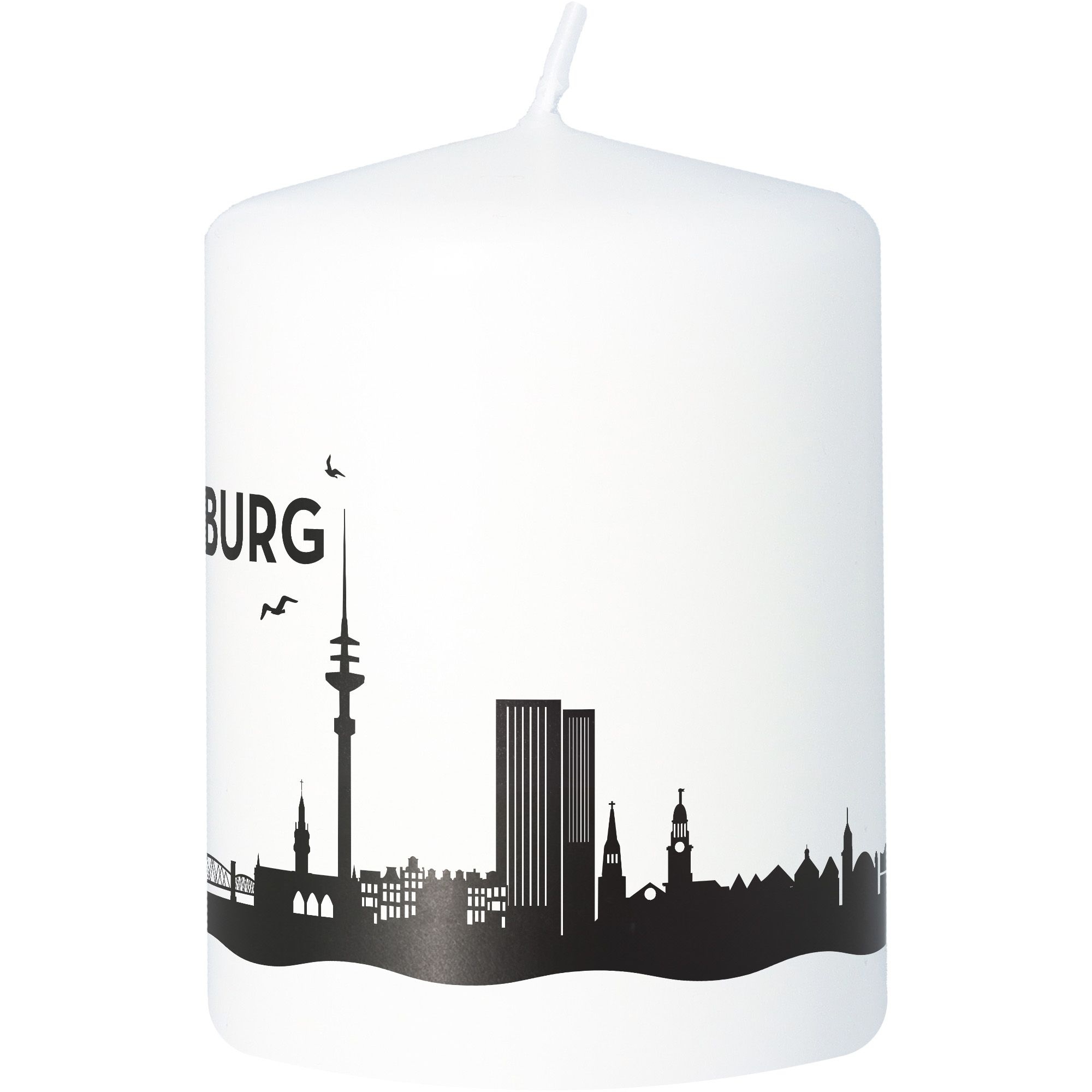 Stumpenkerze Skyline Hamburg Weiß Stumpenkerze Skyline Hamburg Weiß