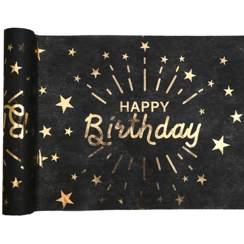 Birthday card, Golden foil, Sterne Muster, Schwarze Karte, Grußbotschaft