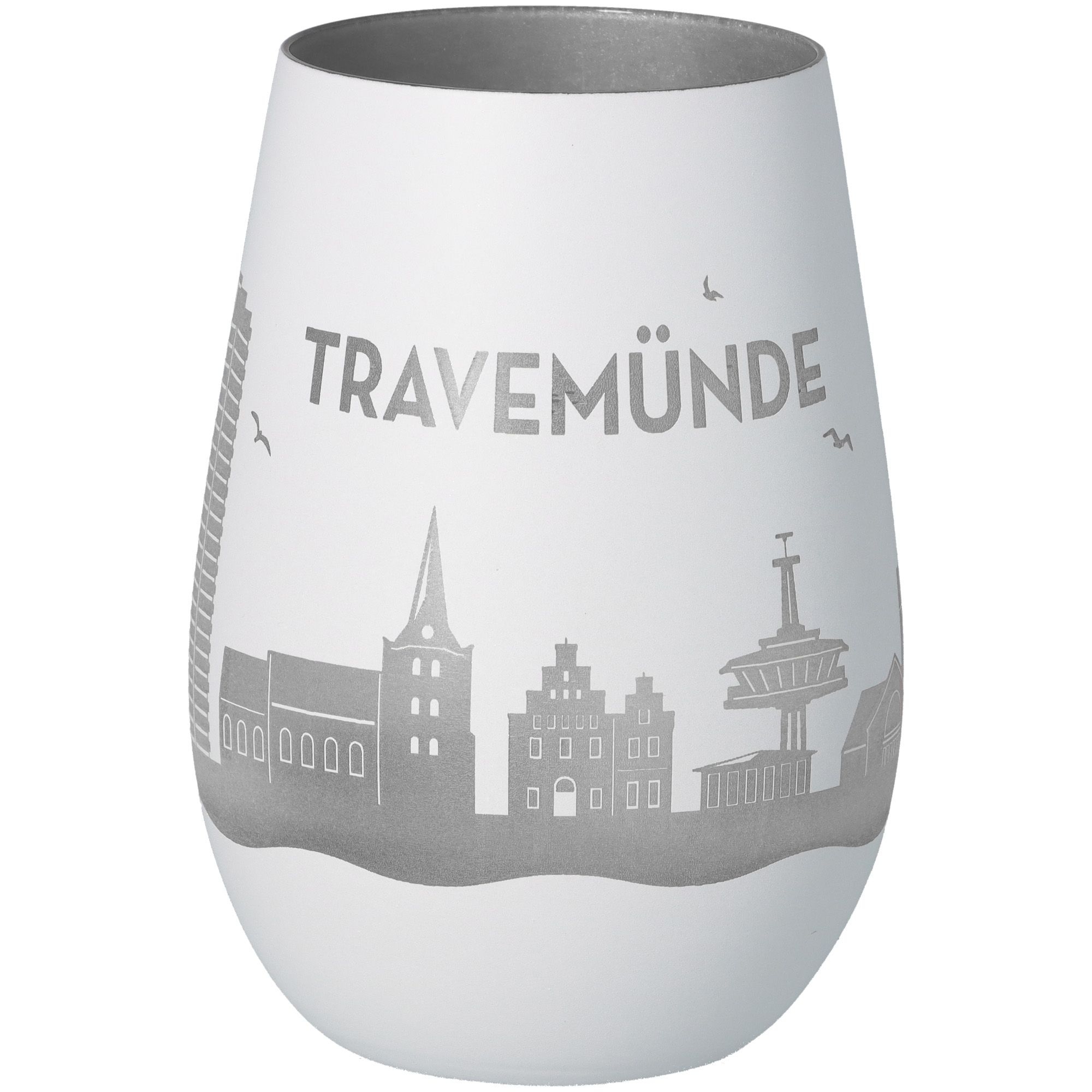 Windlicht Skyline Travemünde Weiß/Silber Windlicht Skyline Travemünde Weiß/Silber