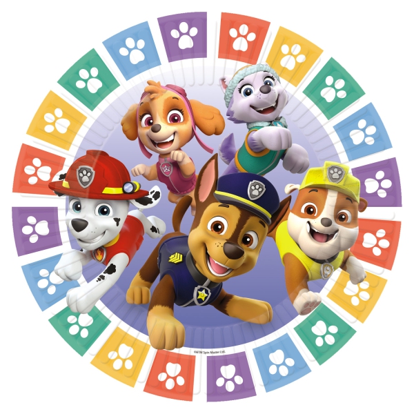 Paw Patrol - 8 Pappteller, Bunt