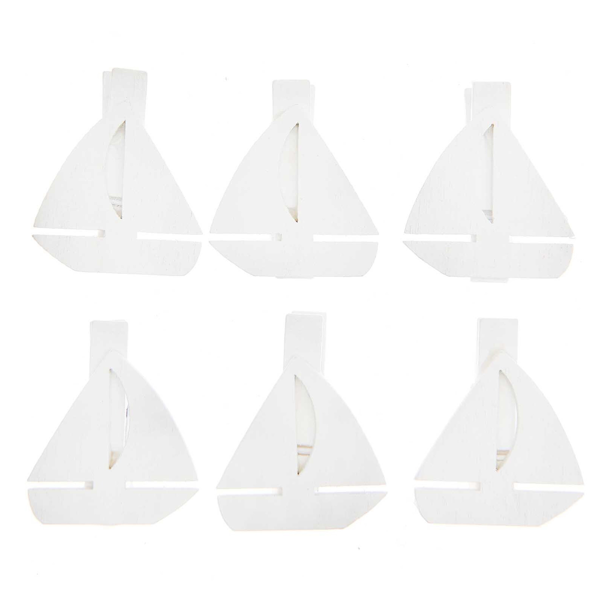 6 Holzklammern "Segelboot" Zubehor, Ohrring, Schmuck