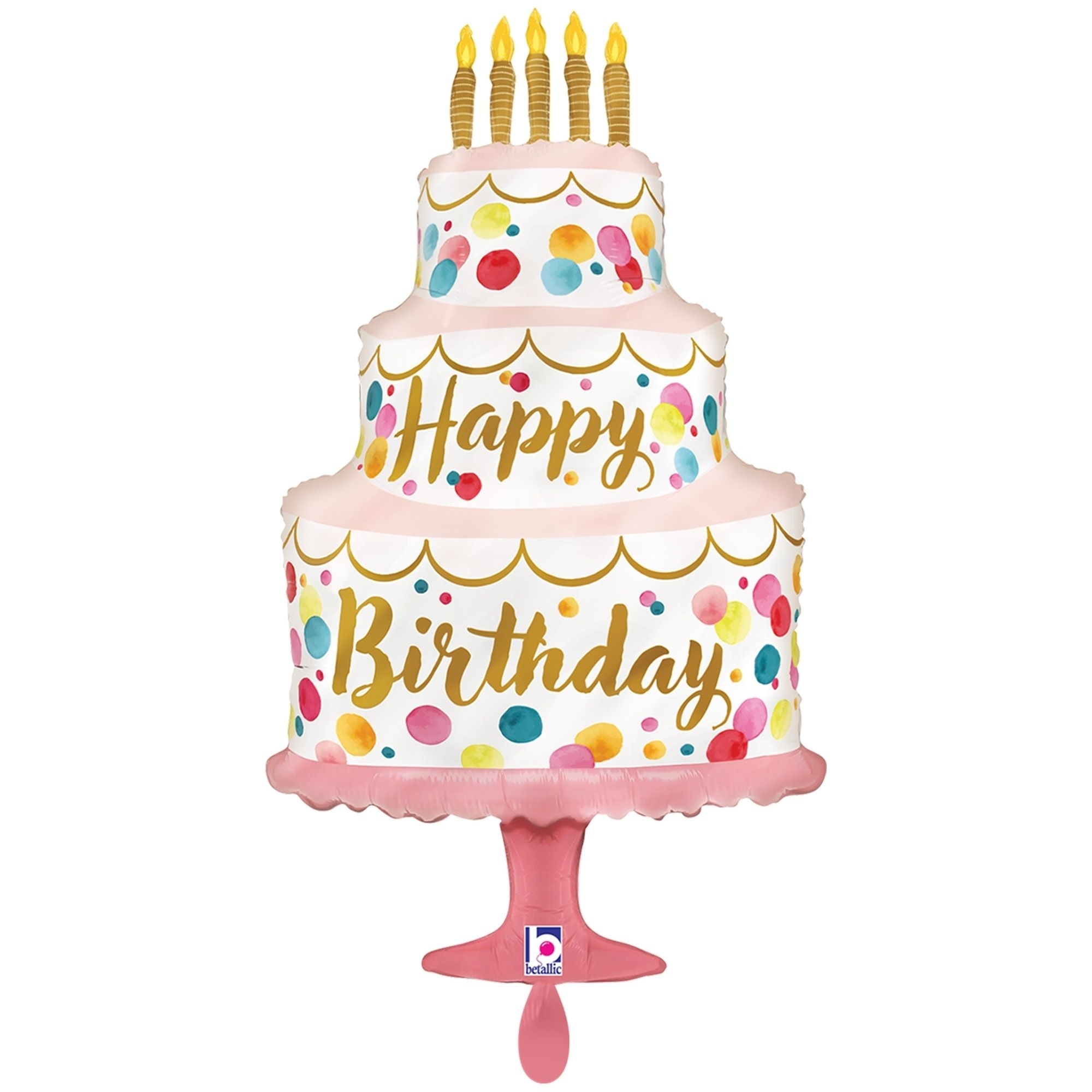 Folienballon "Birthday Pink Cake" 100 cm Geburtstagstorte, Torte, Sahne, Nachtisch, Leute