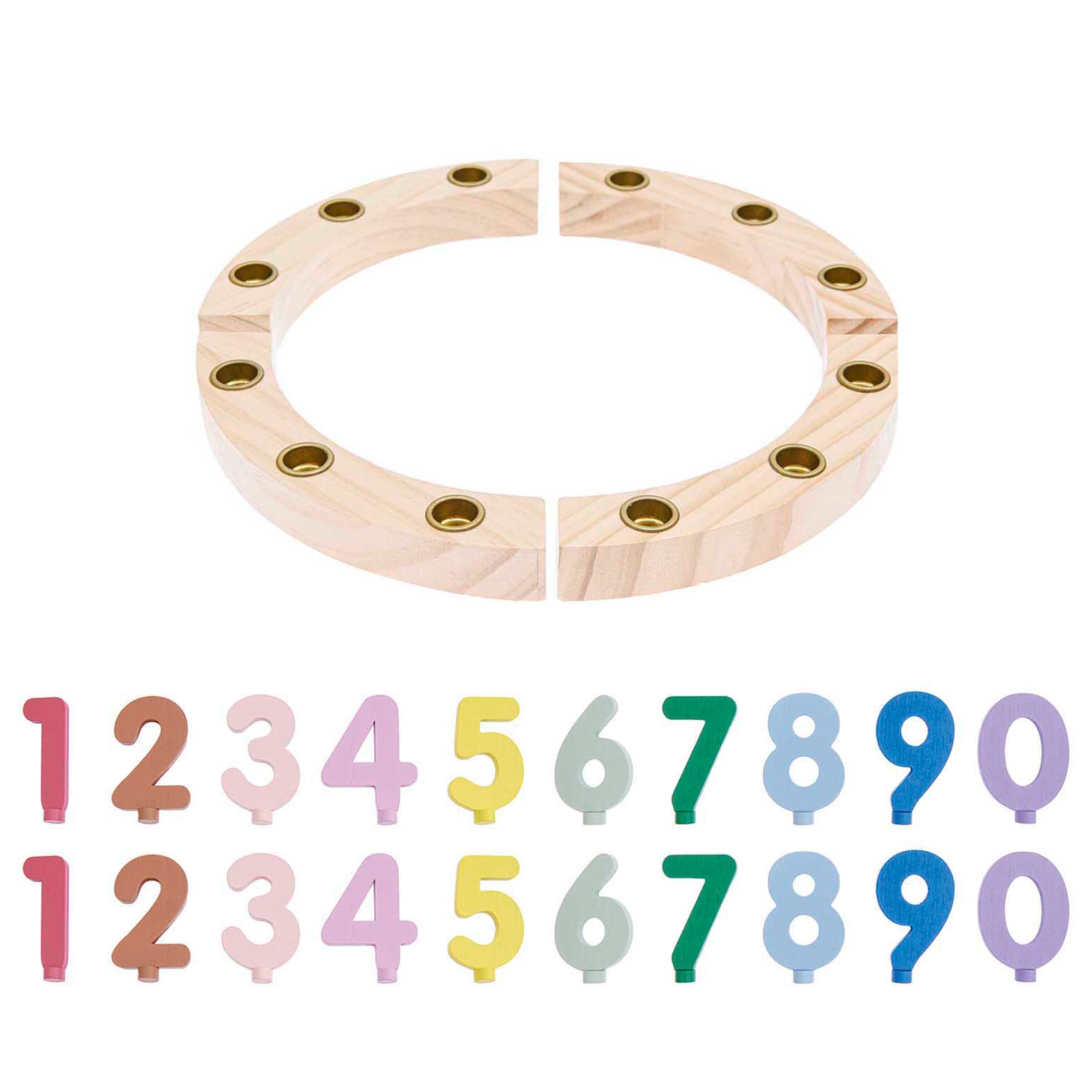 24 teiliger Geburtstagskranz aus Holz mit Zahlen 24 teiliger Geburtstagskranz aus Holz mit Zahlen