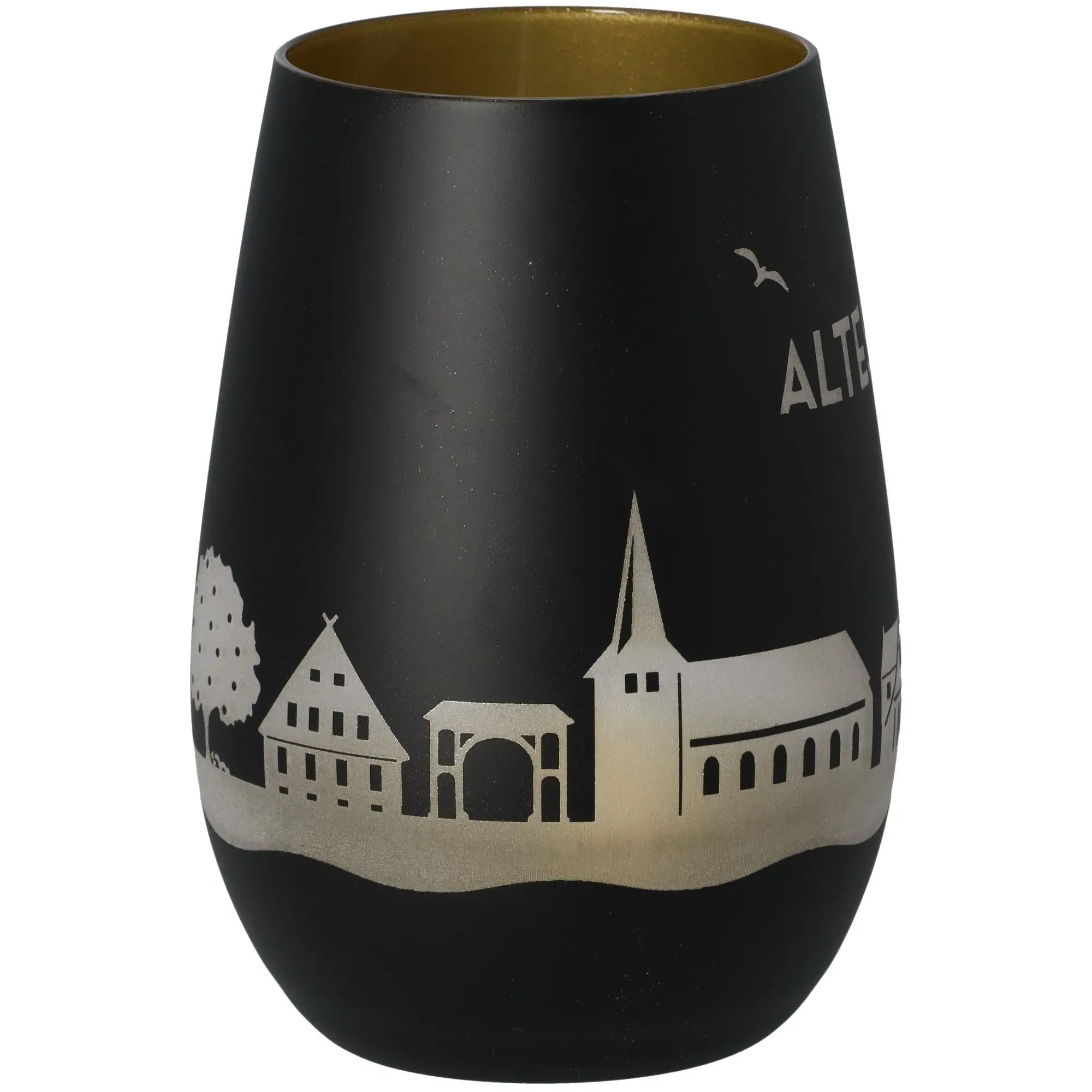 Windlicht Skyline Altes Land Schwarz/Gold