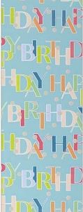 Geschenkpapier auf Rolle "Happy Birthday" Blau/Bunt, 3m