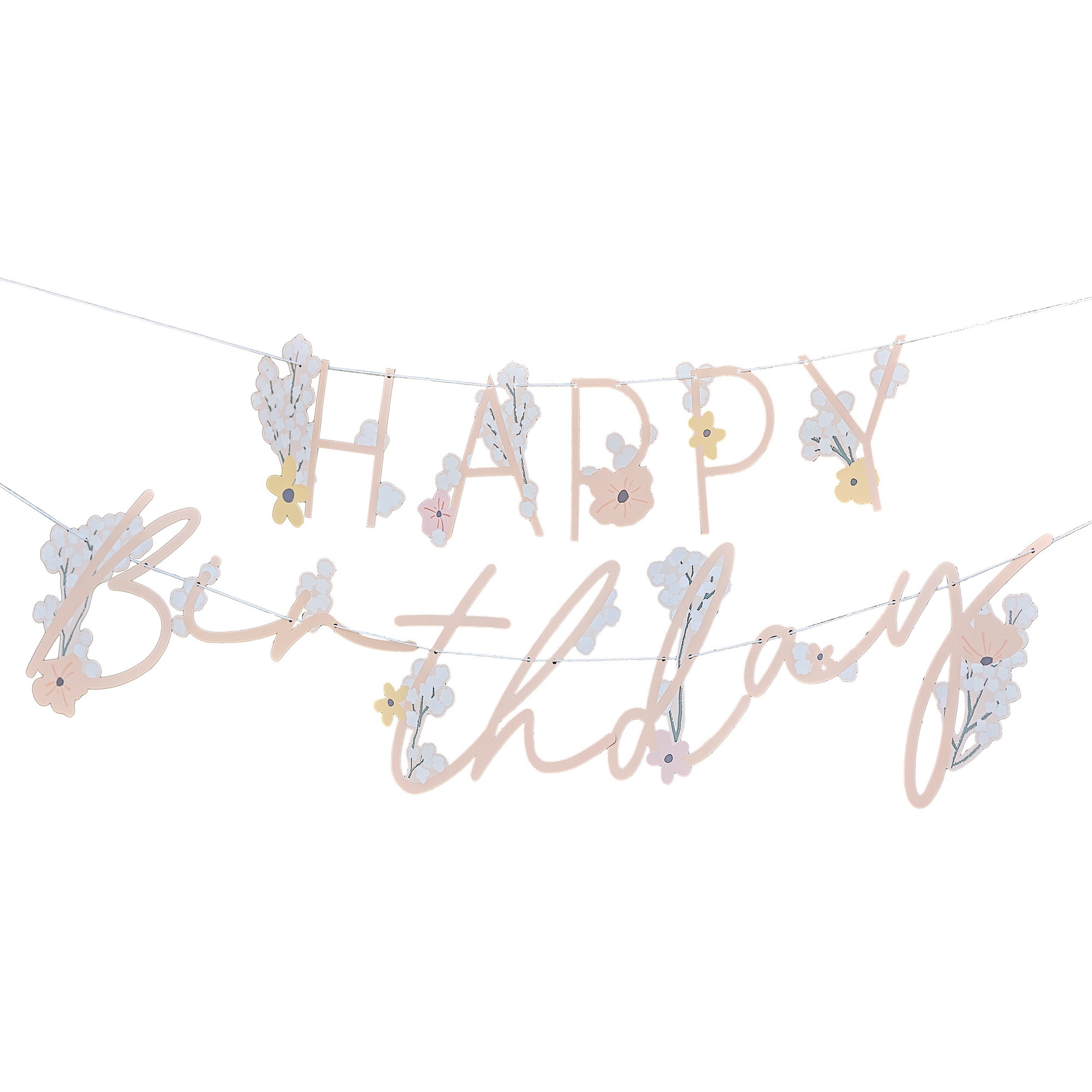 Girlande "Happy Birthday" mit Blumenmuster Text