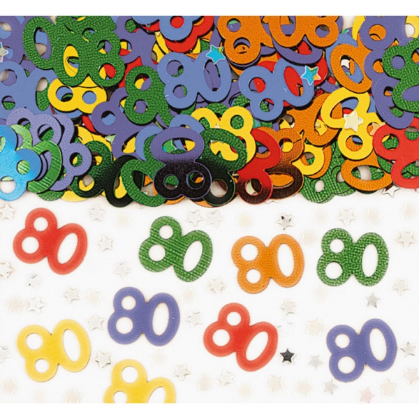 Konfetti "80. Geburtstag", Bunt Konfetti "80. Geburtstag", Bunt