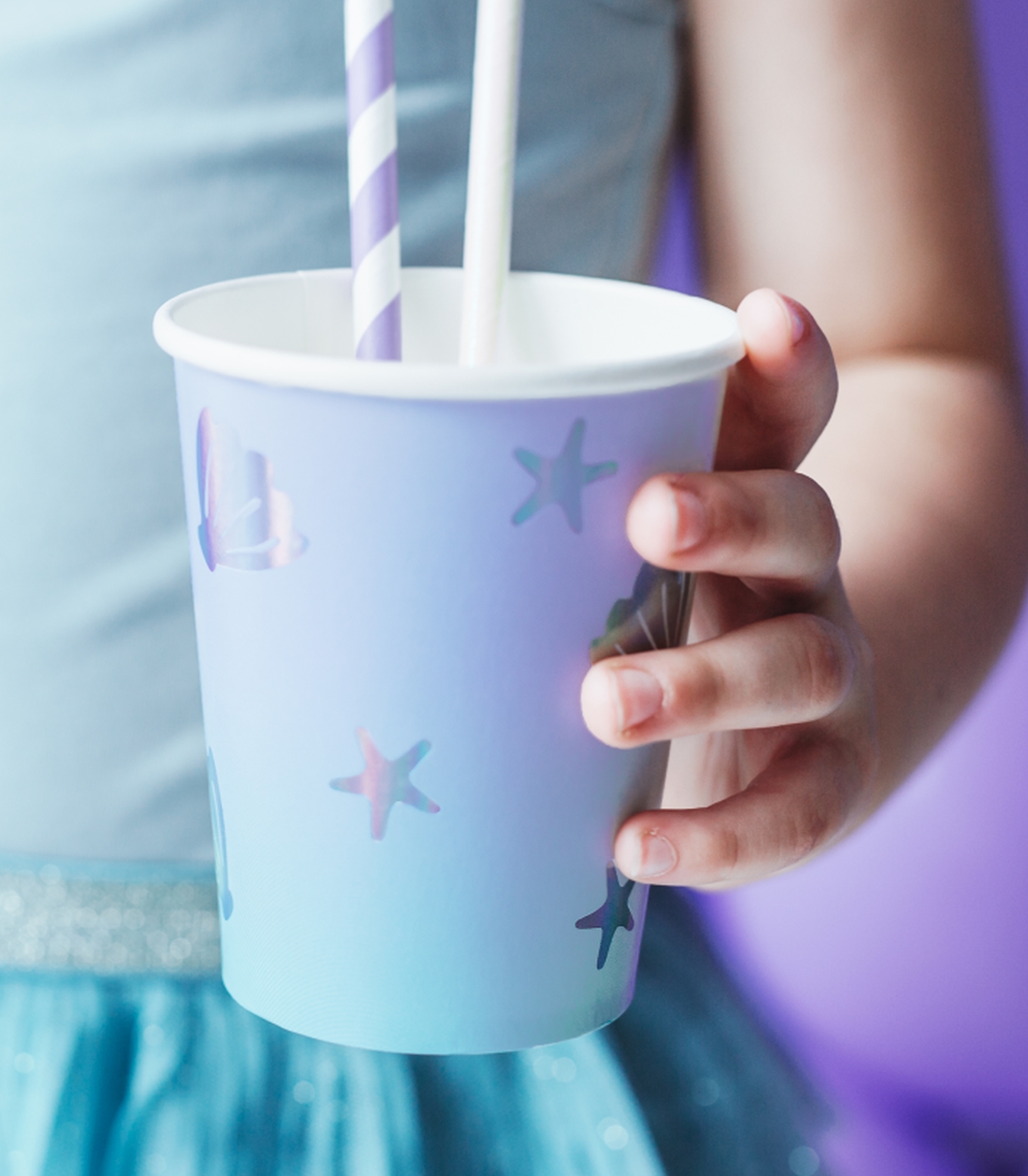 Meerjungfrau - 6 Türkisblaue Pappbecher Meerjungfrau - 6 Türkisblaue Pappbecher
