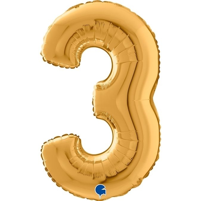 Folienballon Zahl 3 Gold 66cm Folienballon Zahl 3 Gold 66cm