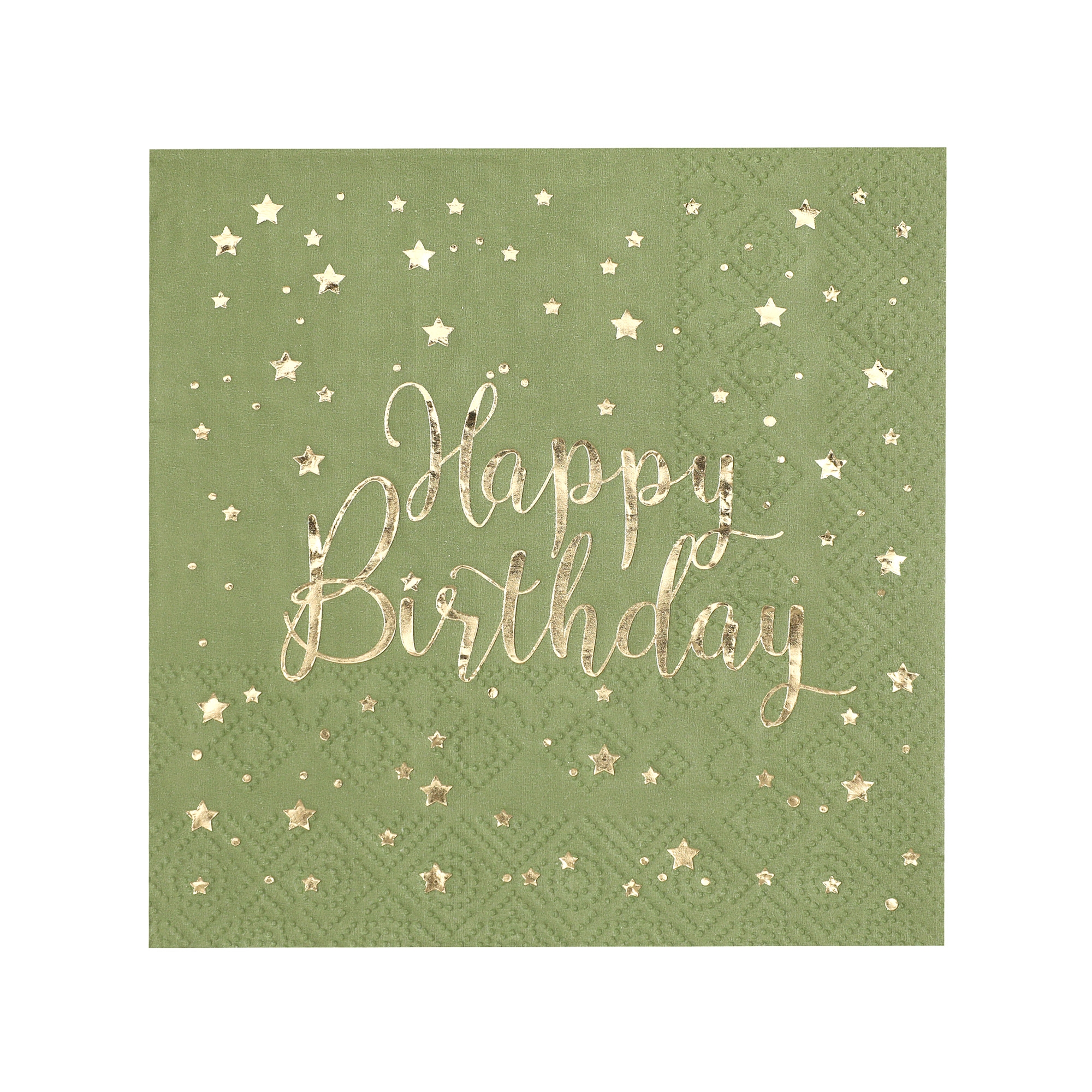 20 Cocktailservietten "Happy Birthday" Olive/Gold 20 Cocktailservietten "Happy Birthday" Olive/Gold