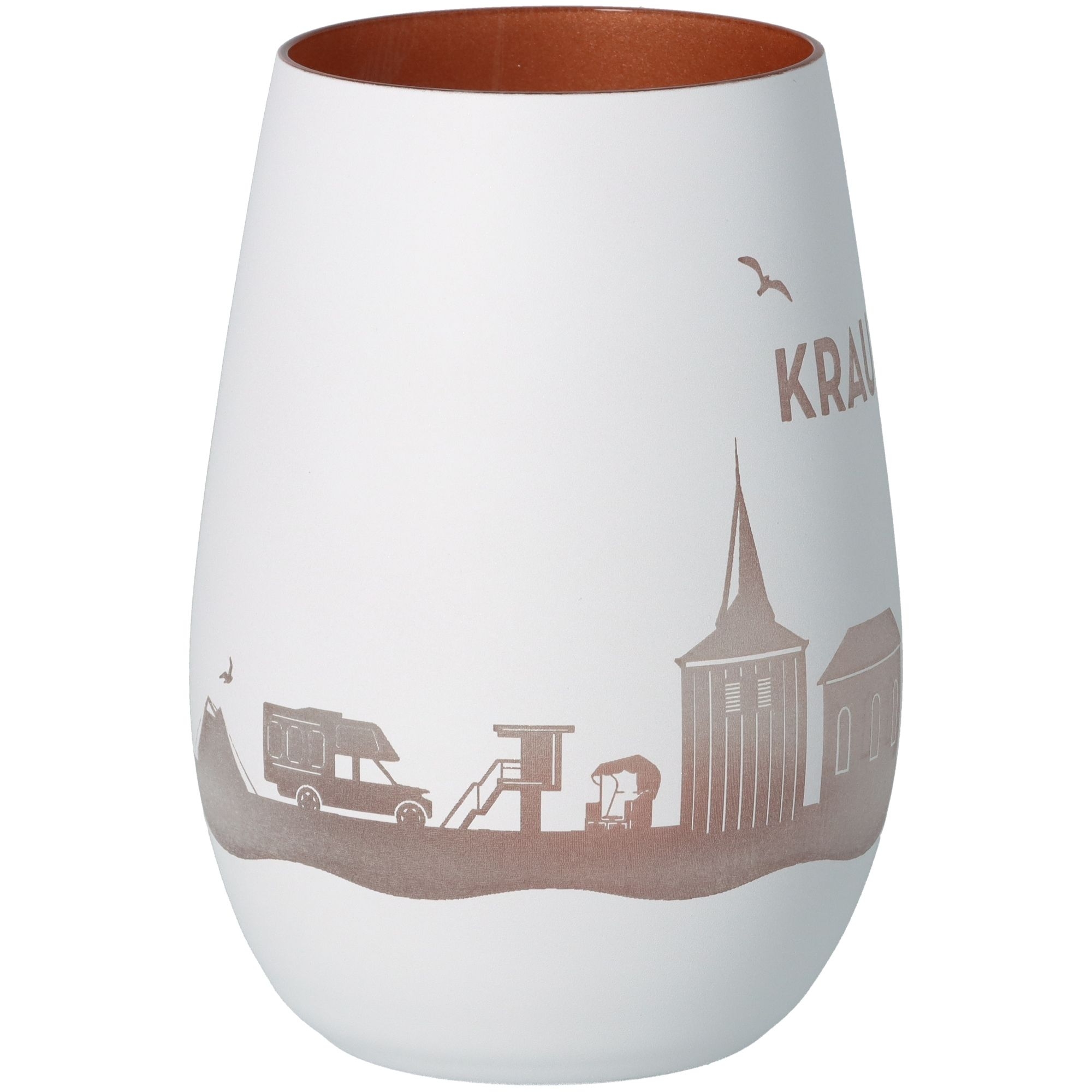 Windlicht Skyline Krautsand Weiß/Bronze Töpferei, Krug, Vase, Porzellan, Auto