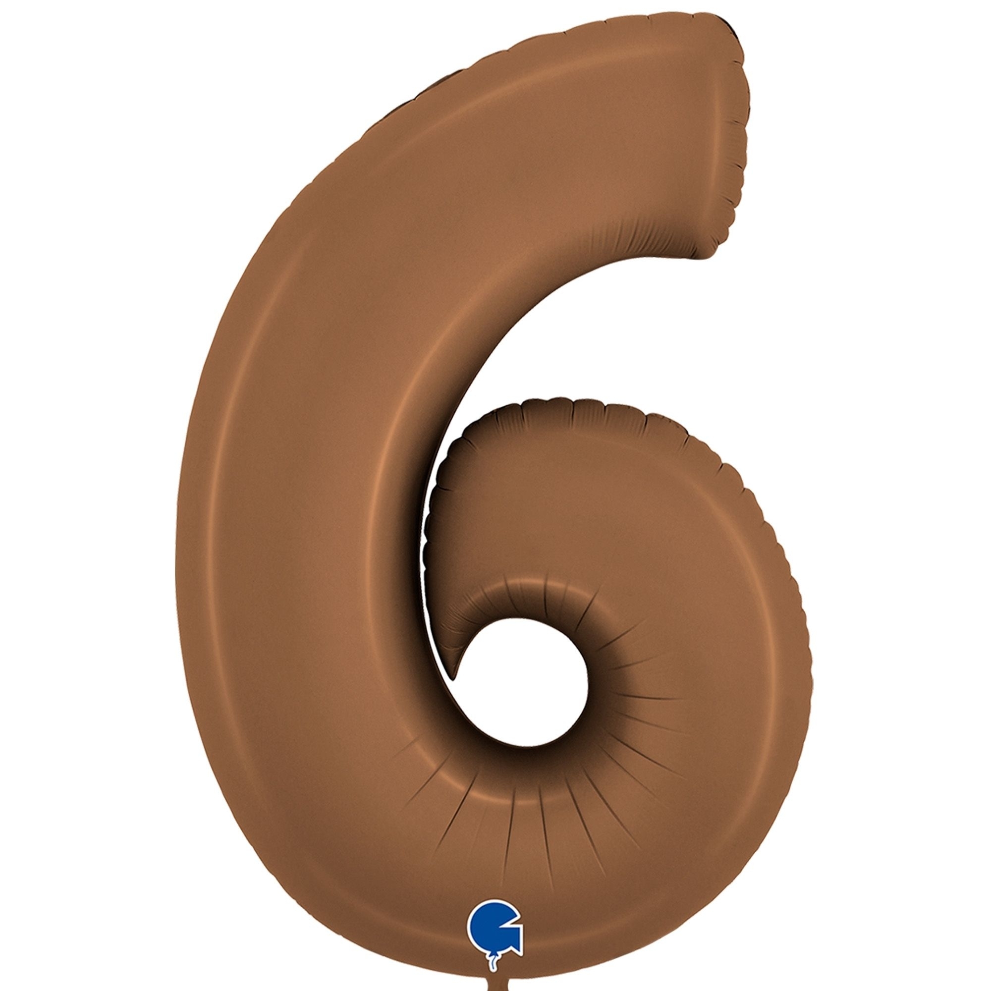 Folienballon Zahl 6 Satin Chocolate 100cm Zahl, Symbol, Text, Teller