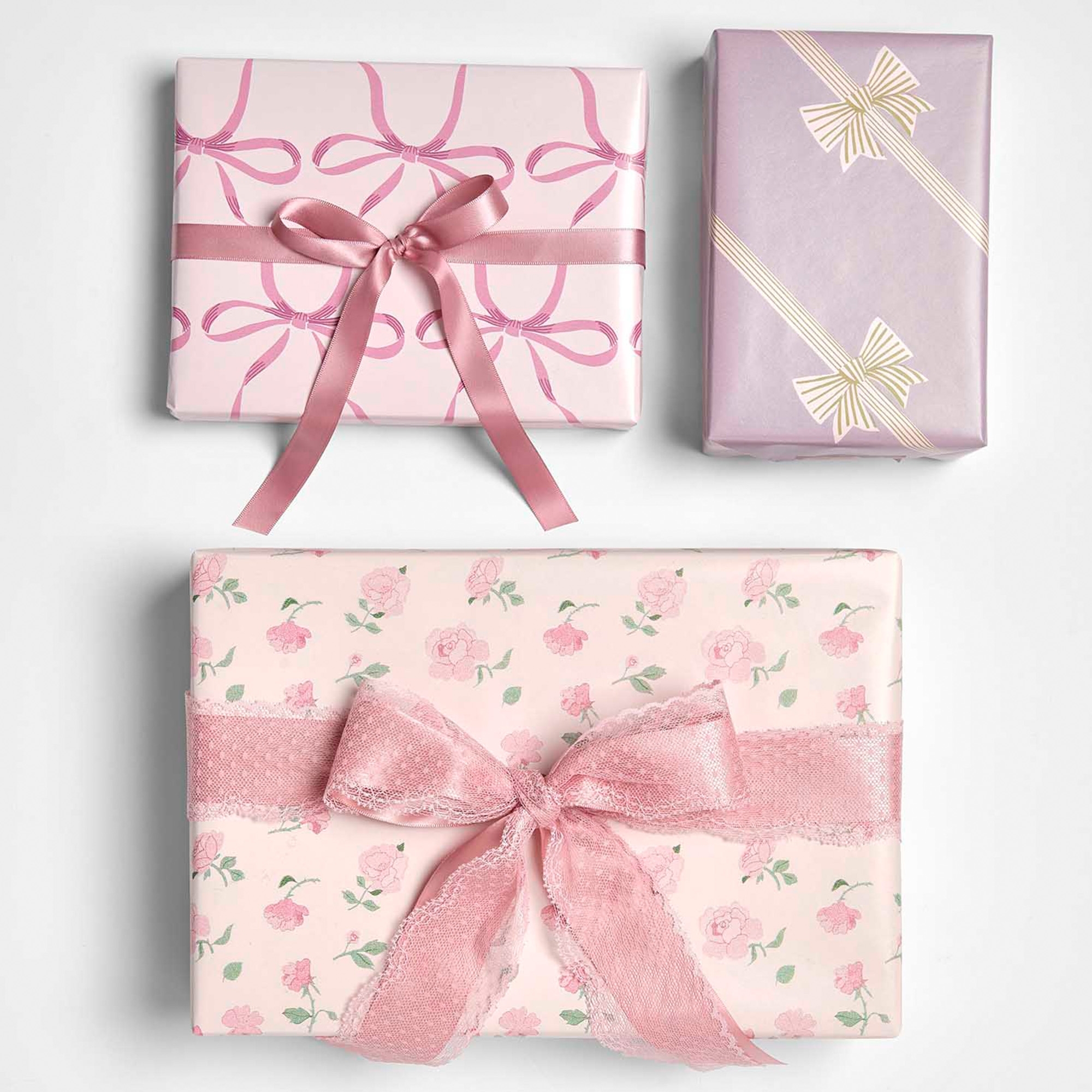 Geschenkpapier auf Rolle "Gestreifte Schleifen" 2m