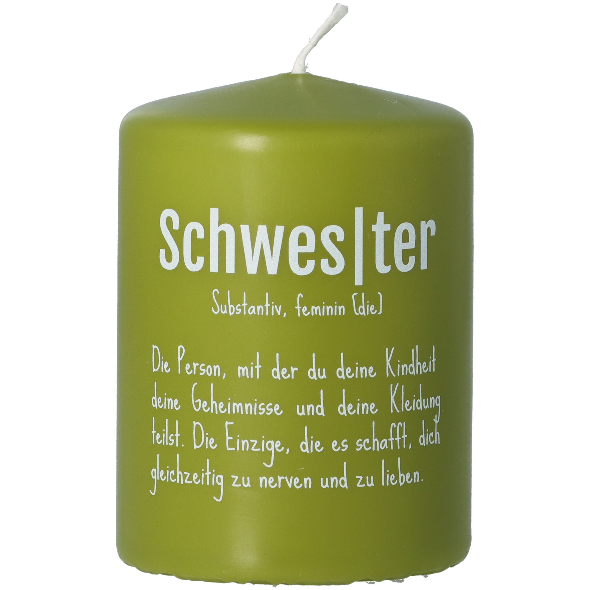 Kerze Olive "Schwester Definition"