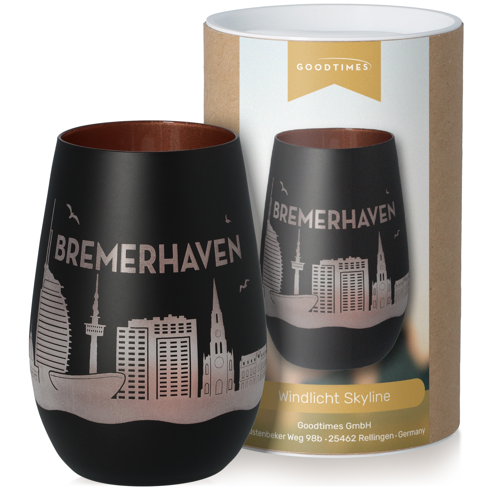 Windlicht Skyline Bremerhaven Schwarz/Bronze Windlicht Skyline Bremerhaven Schwarz/Bronze
