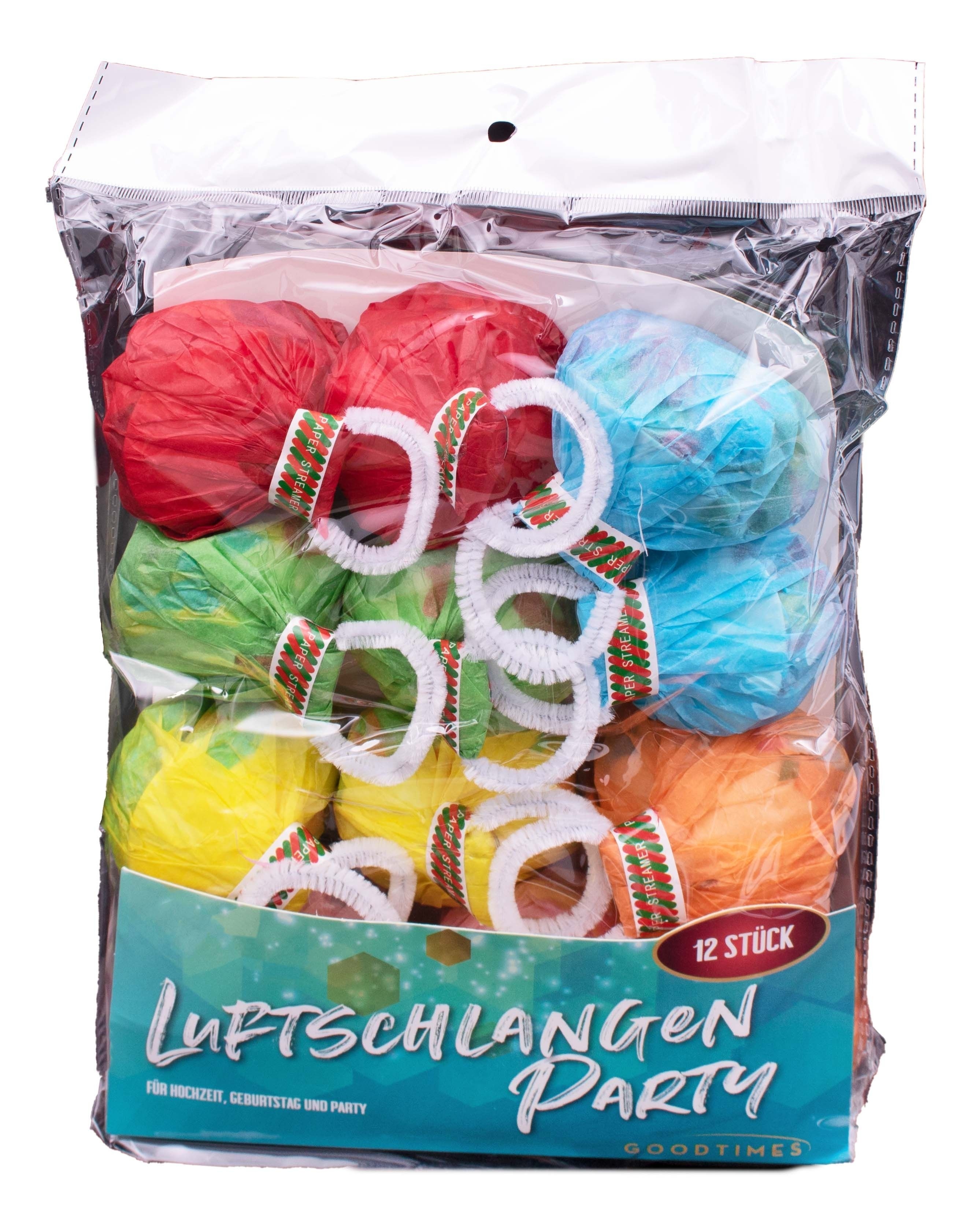 Wurfluftschlangen Bunt 12 Stück Wurfluftschlangen Bunt 12 Stück