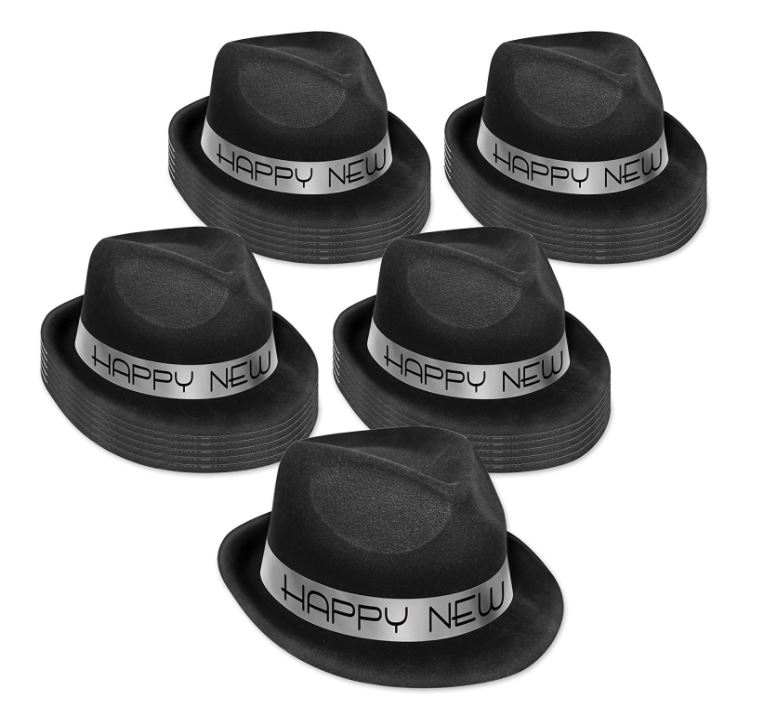 Hut "Happy New Year", Schwarz/Silber Hut "Happy New Year", Schwarz/Silber