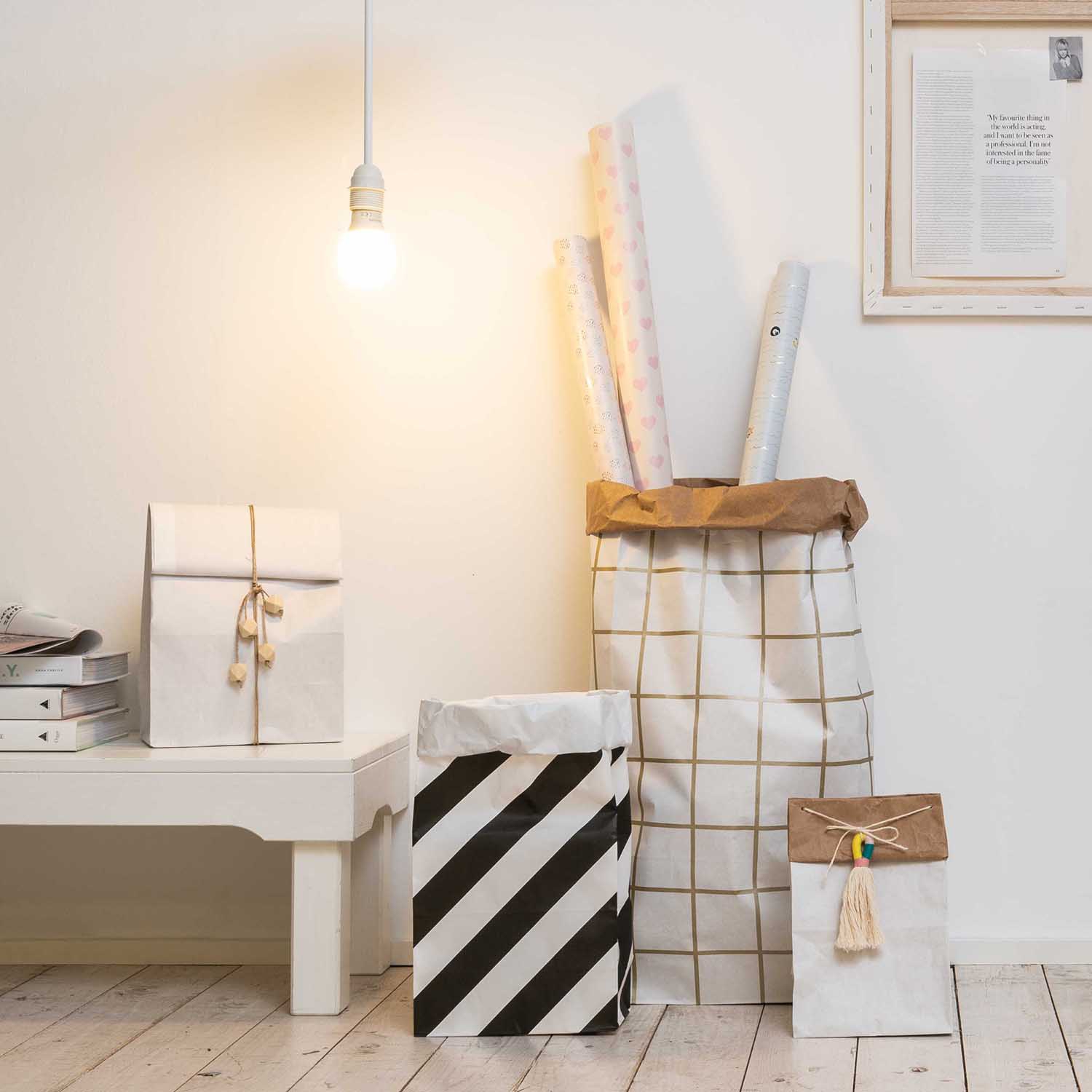 Blockbodenbeutel S - Schwarz / Weiß - 3 Stück Blockbodenbeutel S - Schwarz / Weiß - 3 Stück