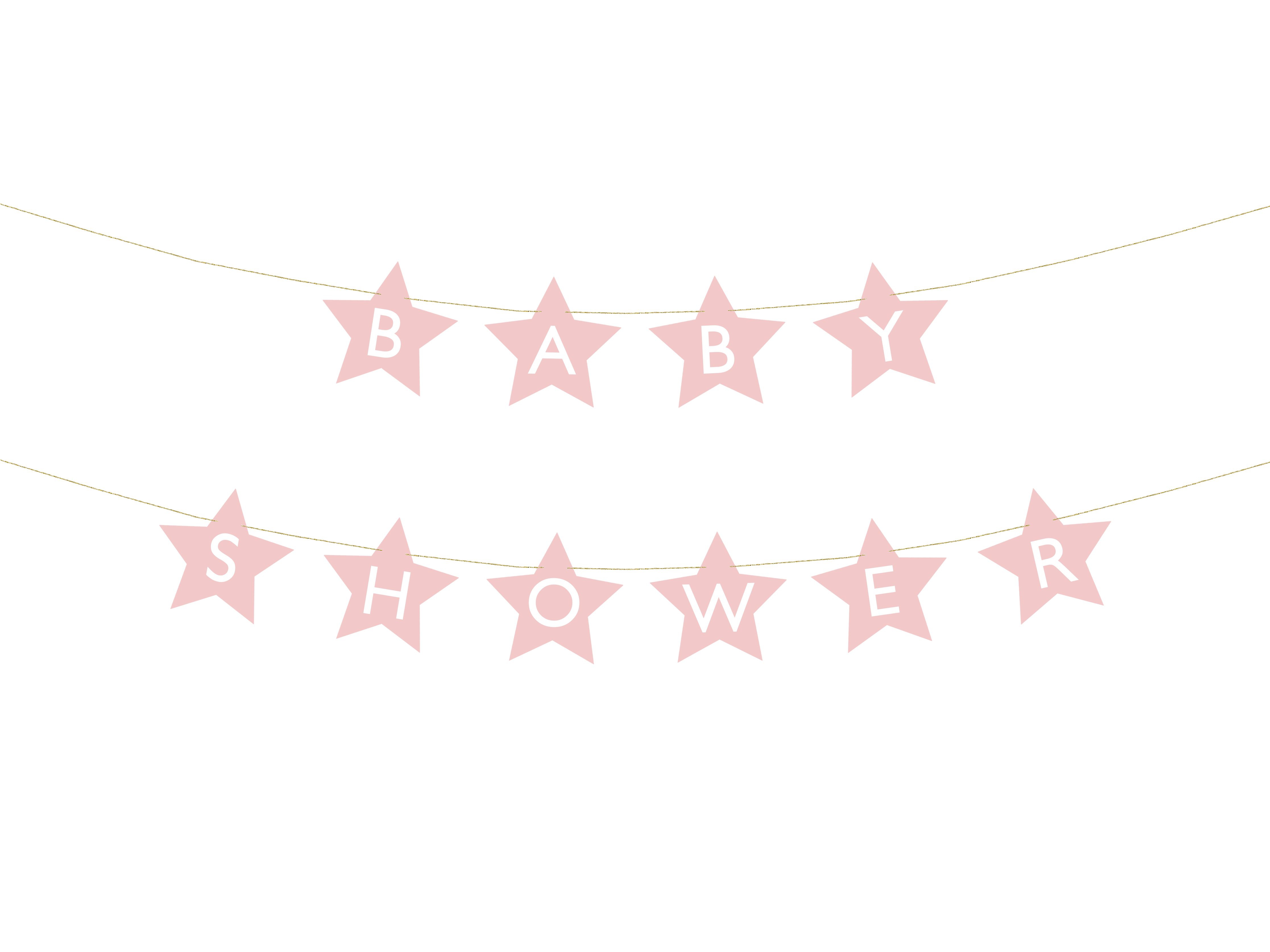 Girlande "Baby Shower" Rosa Sterne