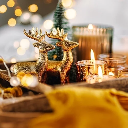 Dekofigur, Rentier, Glitzer, Kerzen, Weihnachten