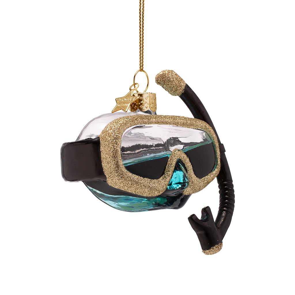 Schneebrille, Taucherbrille, Glitzer, Gummi-Schnorchel, Ornament