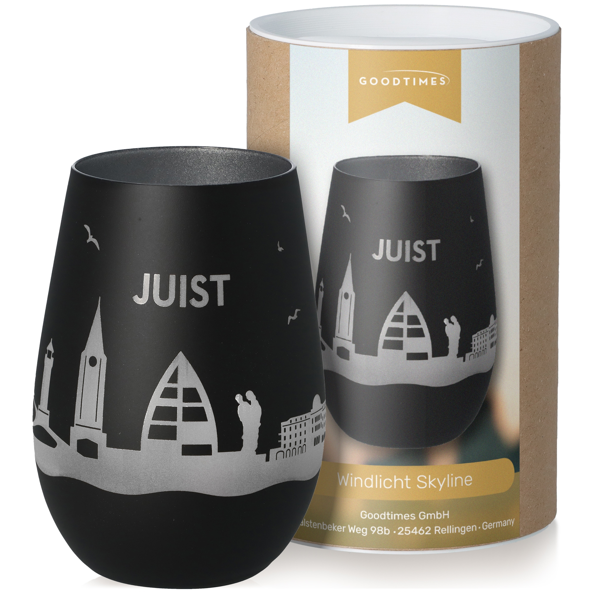Windlicht Skyline Juist Schwarz/Silber Krug, Töpferei