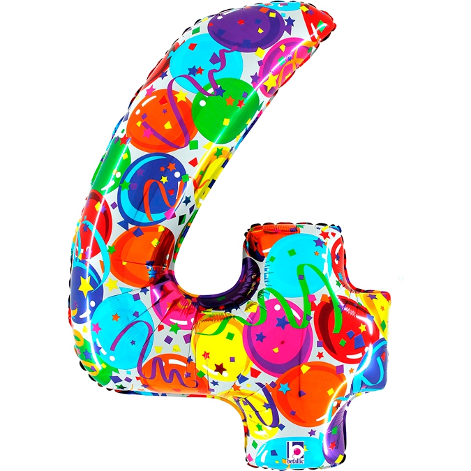 Folienballon Zahl 4 Party 100cm Folienballon Zahl 4 Party 100cm