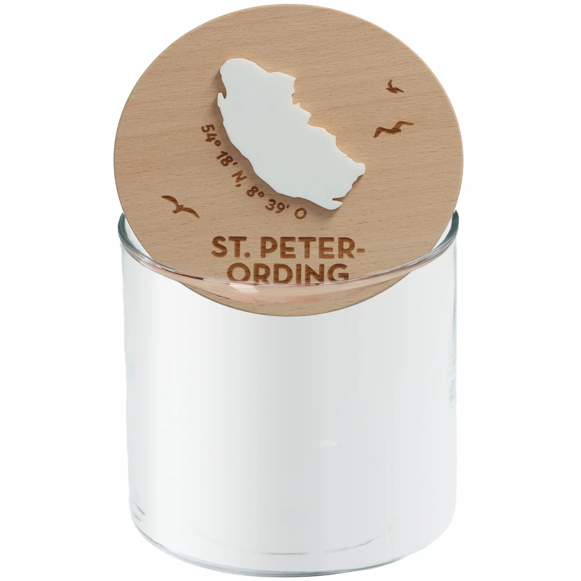 Geschenkglas Skyline "St. Peter-Ording Silhouette" Weiß 530 ml