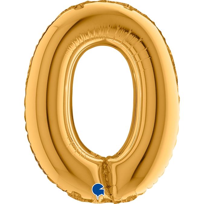 Folienballon Zahl "0" Gold, zur Luftbefüllung, 35 cm Folienballon Zahl "0" Gold, zur Luftbefüllung, 35 cm