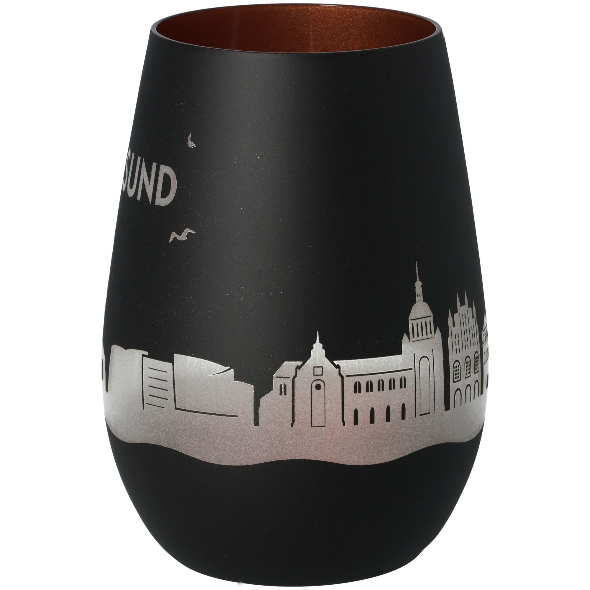 Windlicht Skyline Stralsund Schwarz/Bronze Krug, Töpferei, Vase
