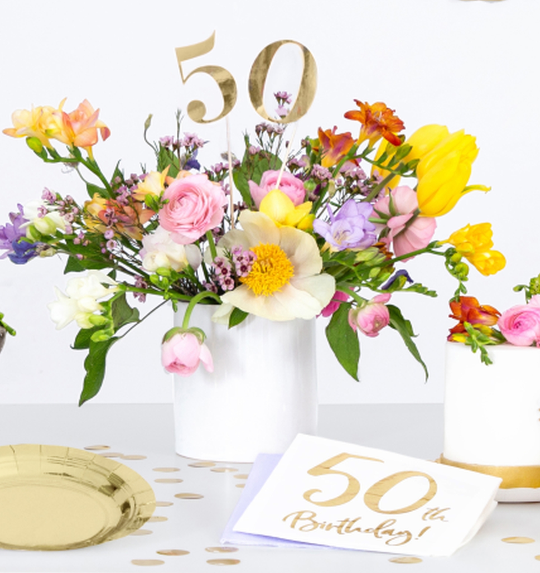 20 Servietten - 50th Birthday - Weiß / Gold 20 Servietten - 50th Birthday - Weiß / Gold