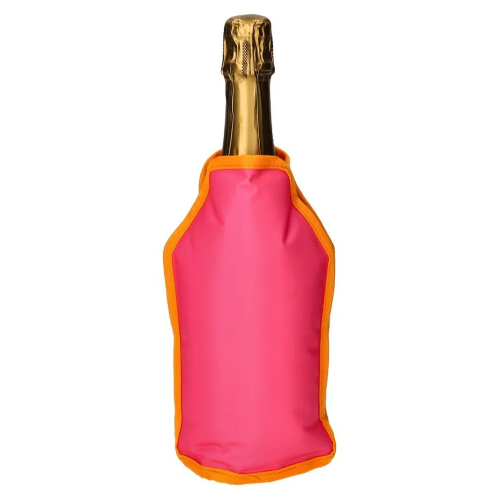 Flasche, Weinflasche, Kühlhülle, Kühlbeutel, Pink/orange Hülle