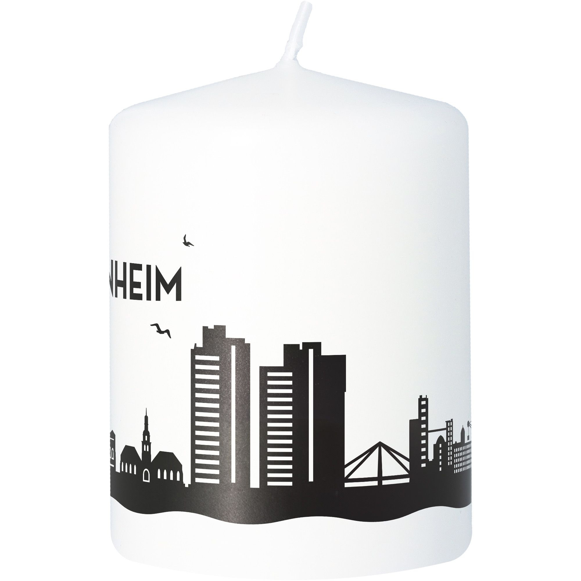 Stumpenkerze Skyline Mannheim Weiß Stumpenkerze Skyline Mannheim Weiß