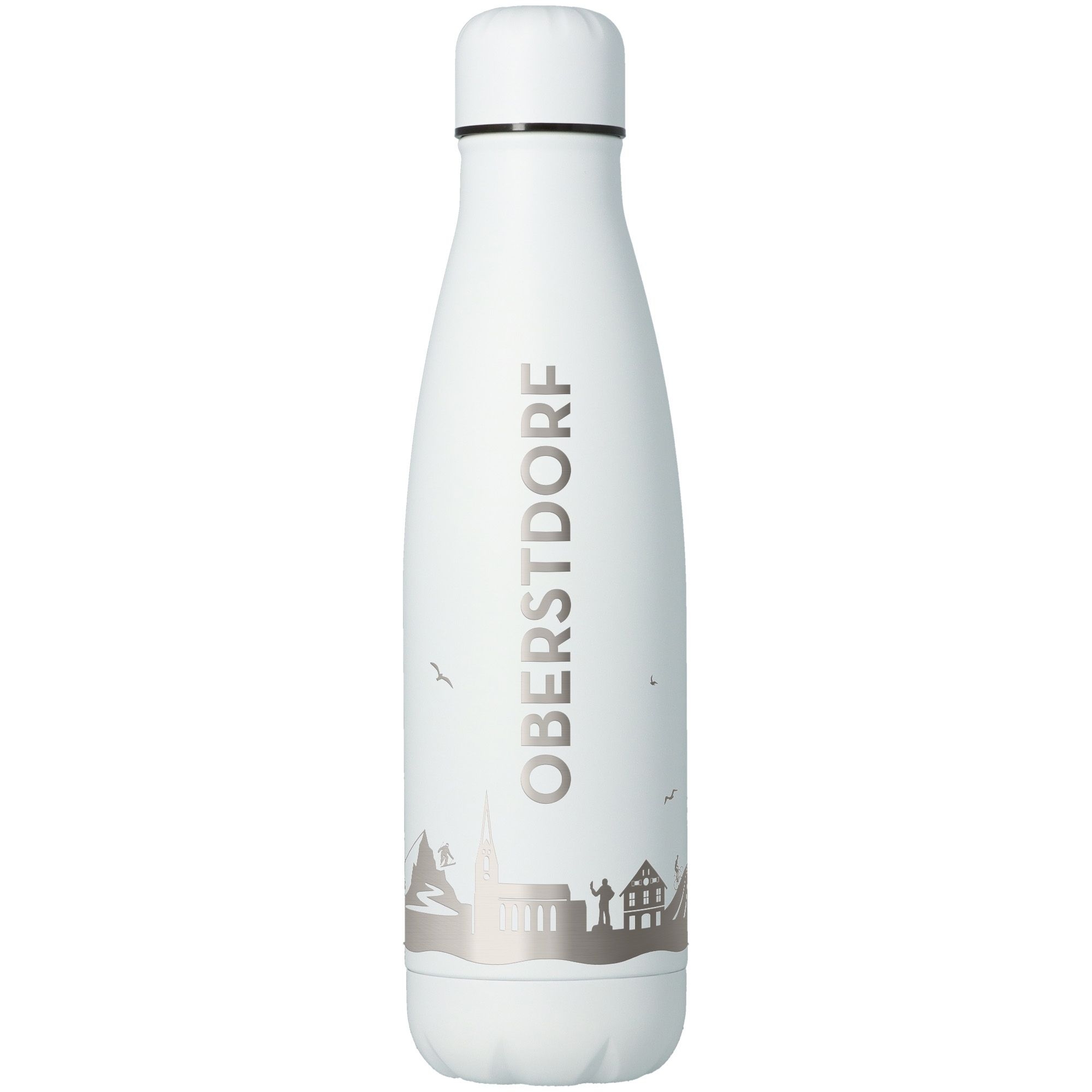 Trinkflasche Skyline Oberstdorf Weiß 500ml Flasche, Wasserflasche, Shaker